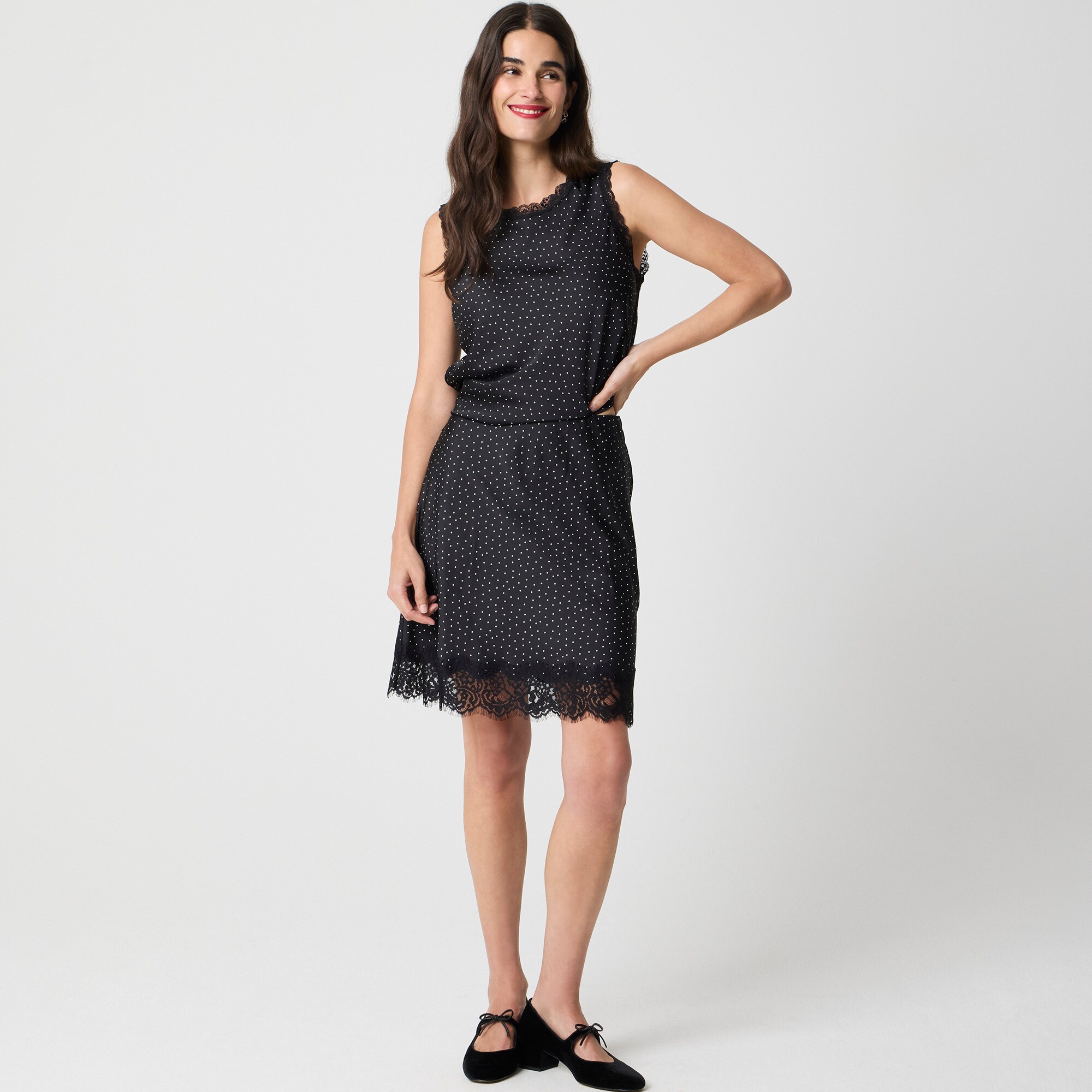 Lace-trim mini slip skirt