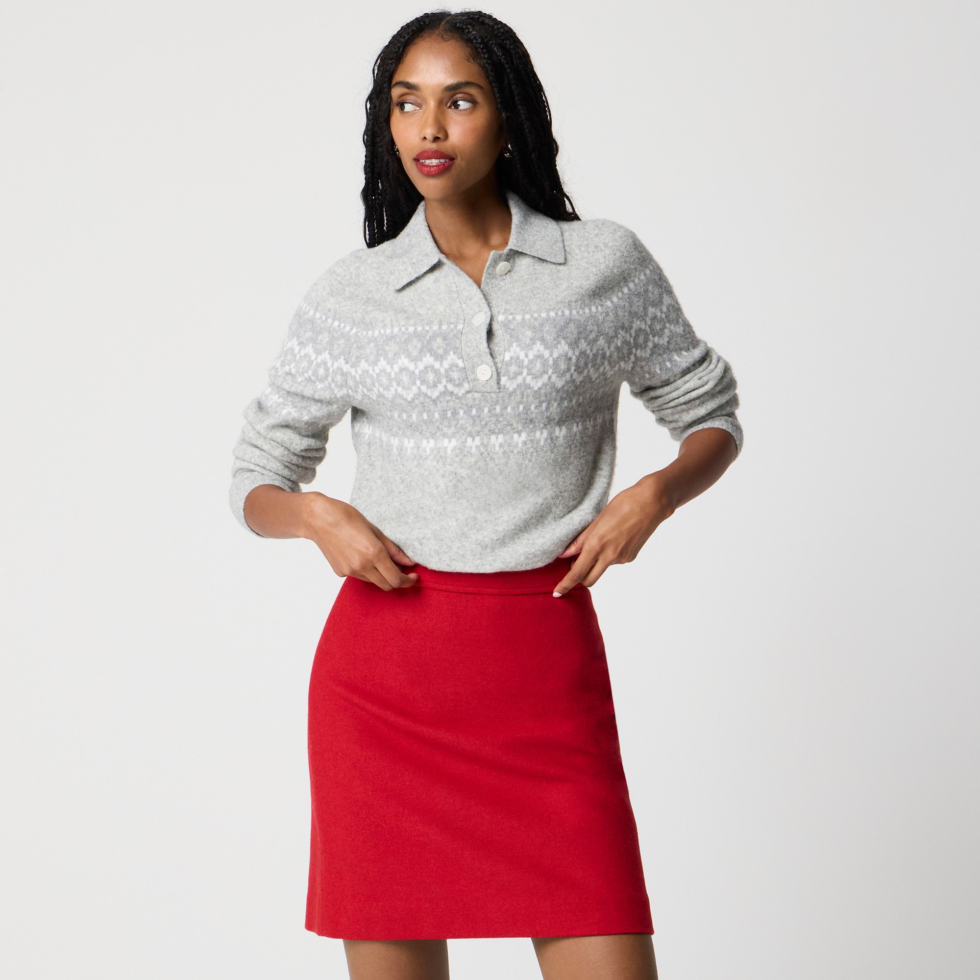 Wool-blend A-line mini skirt