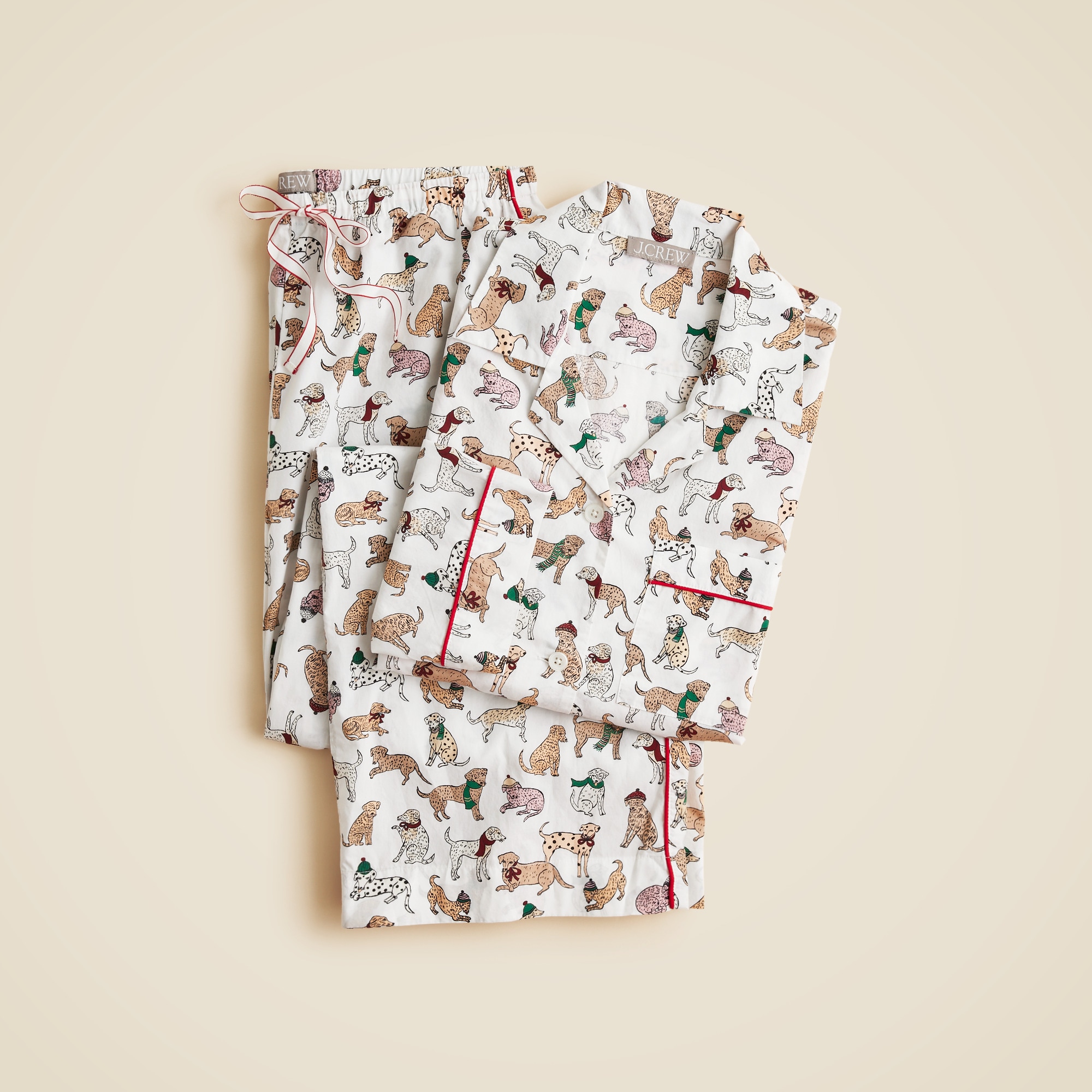 Cotton poplin pajama pant set in snow dogs print