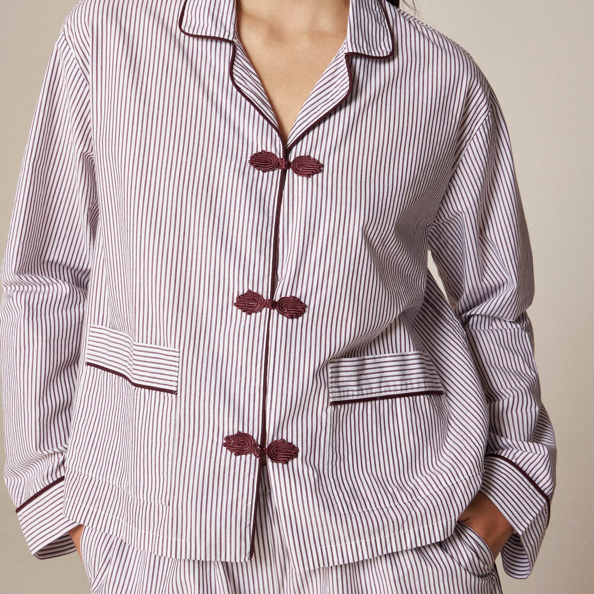 Cotton poplin pajama short set in stripe