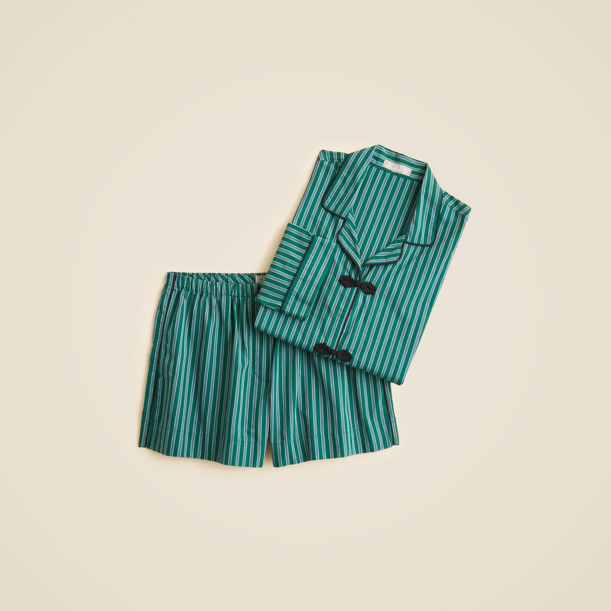 Cotton poplin pajama short set in stripe