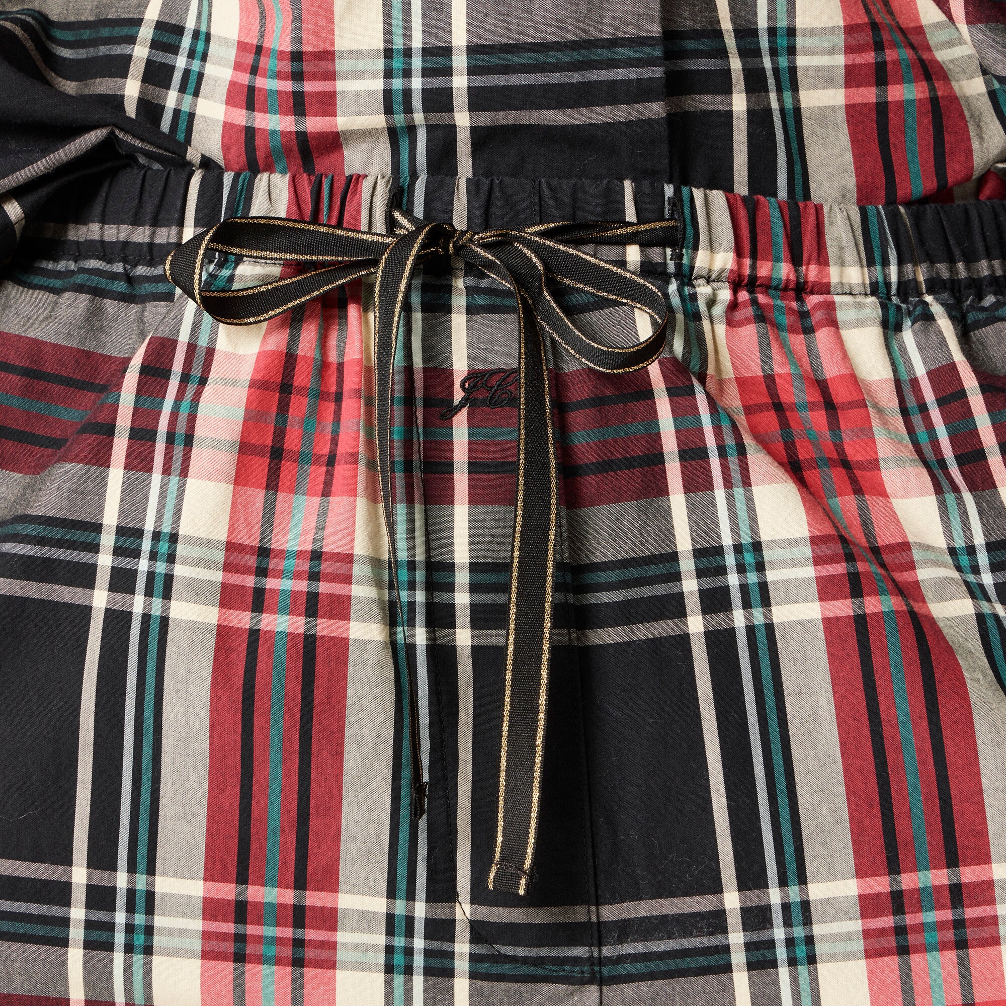 Cotton poplin long-sleeve pajama pant set in Stewart tartan