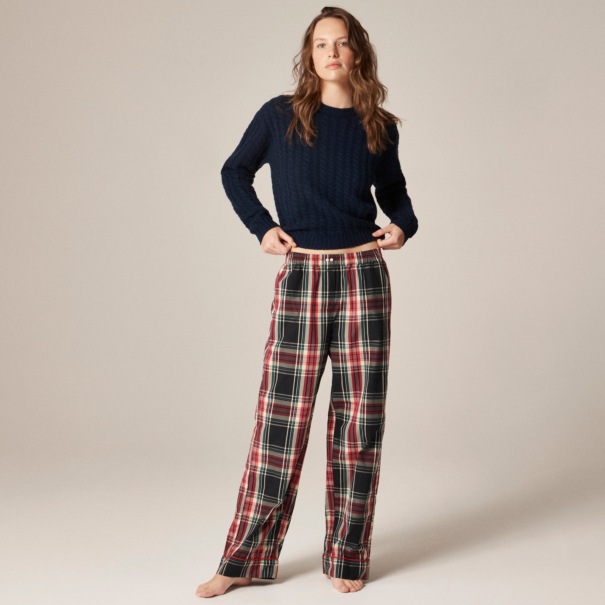  Cotton poplin pajama pant in Stewart tartan