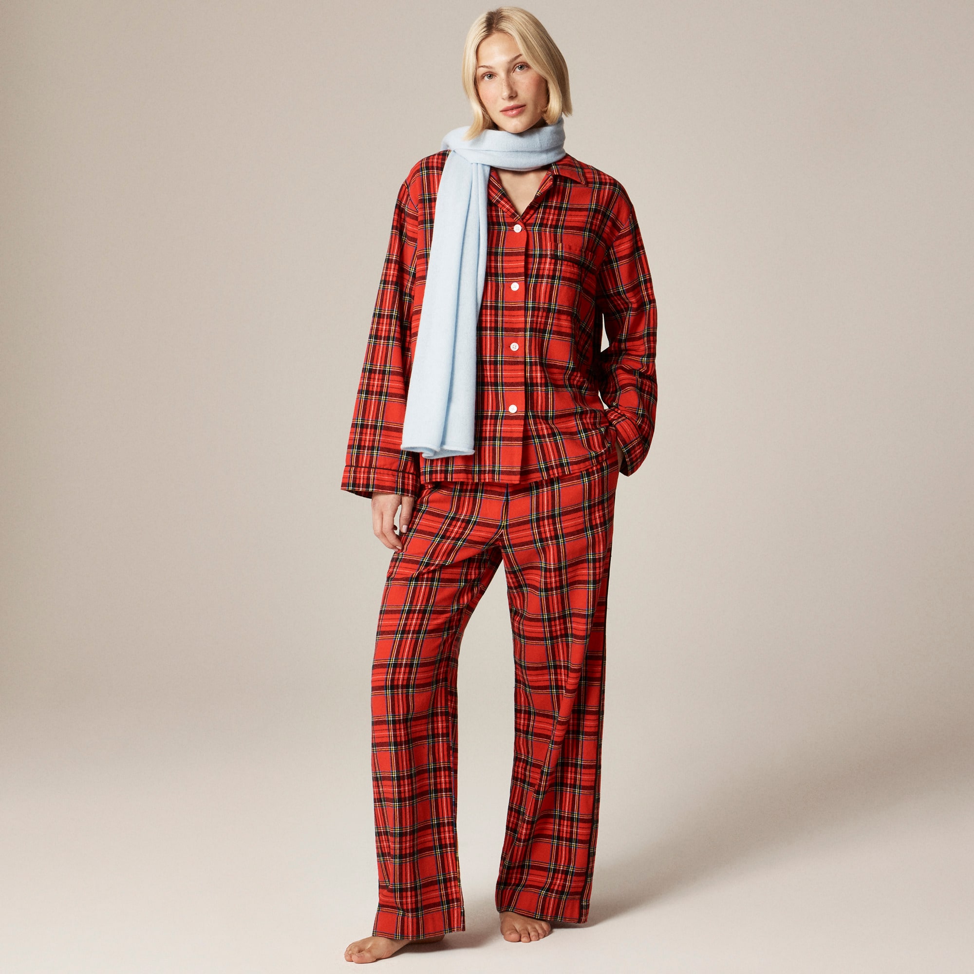  Flannel long-sleeve pajama pant set in Good Tidings plaid