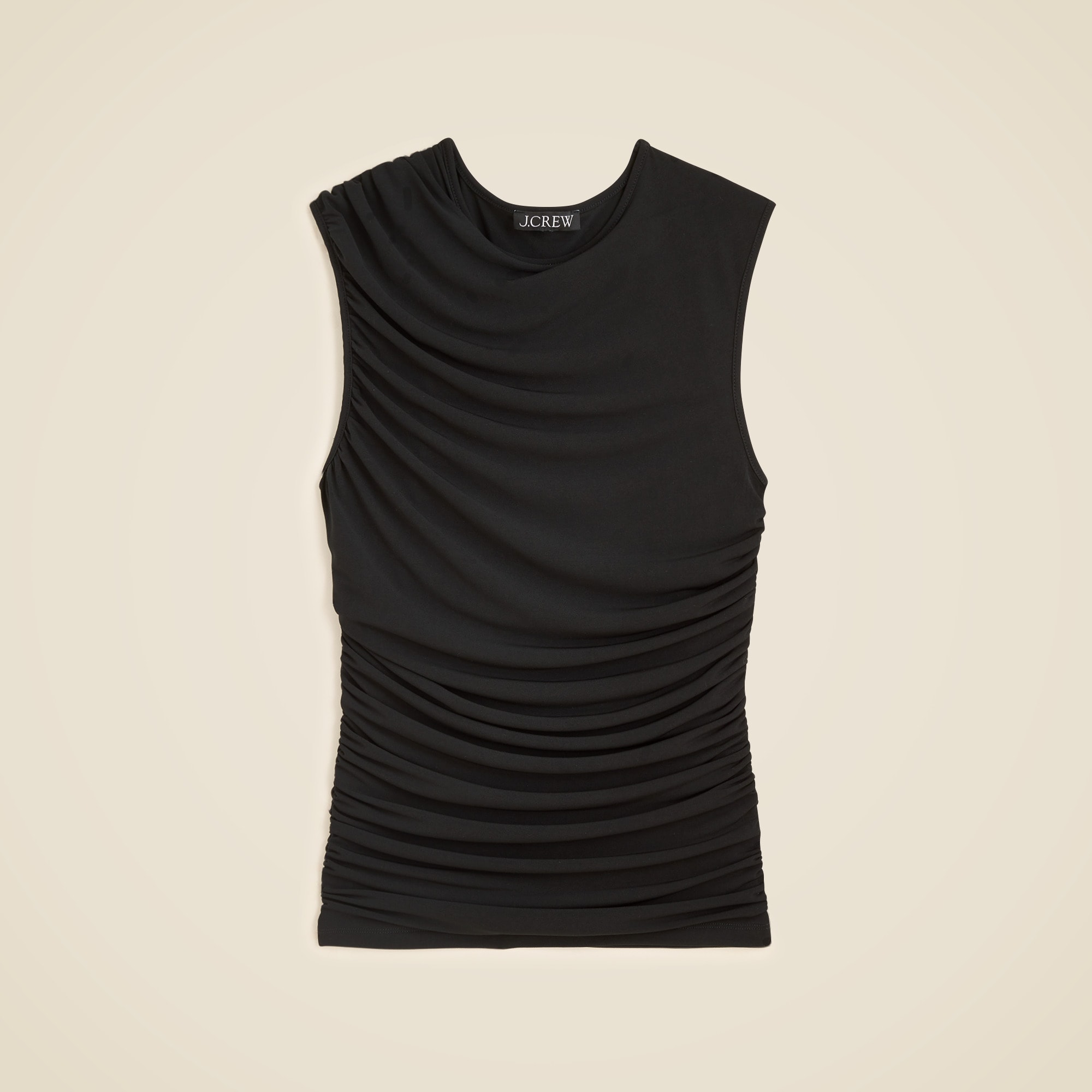 Ruched shell top in matte jersey