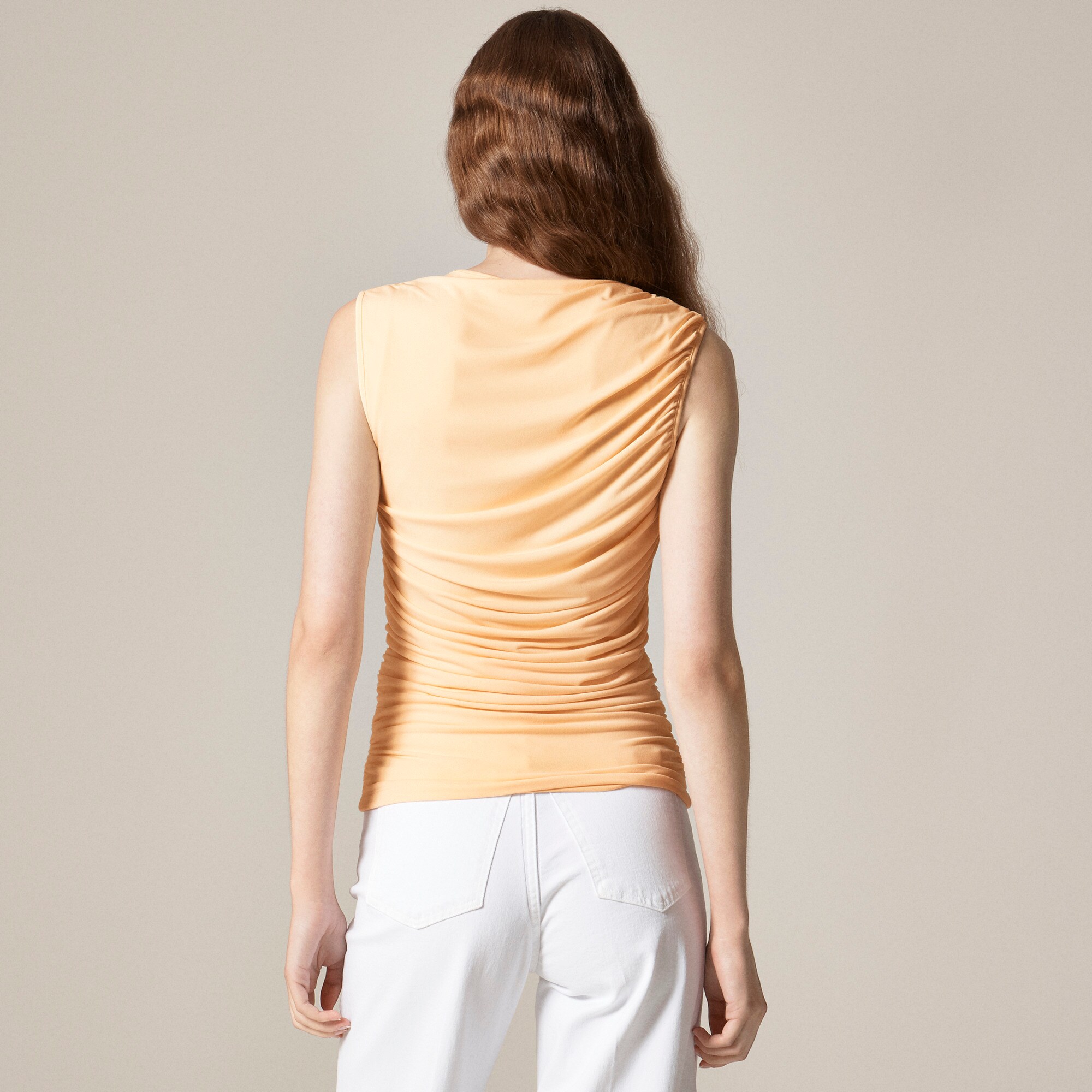 Ruched shell top in matte jersey