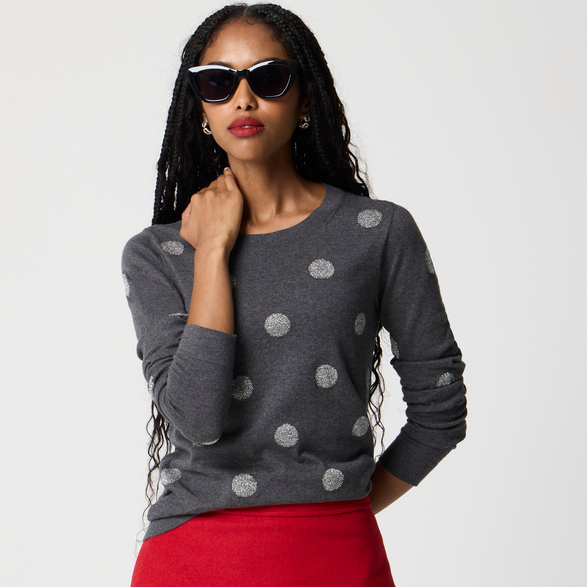 womens Shimmery polka-dot Teddie sweater