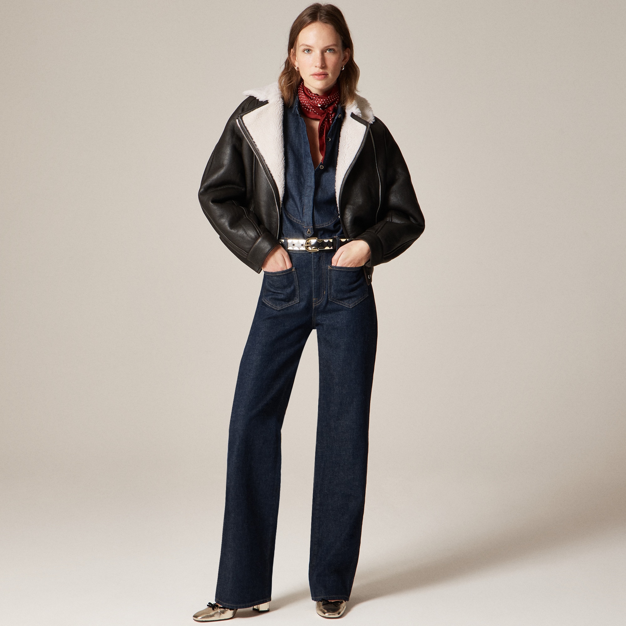 Collection shearling moto jacket - thumbnail 2