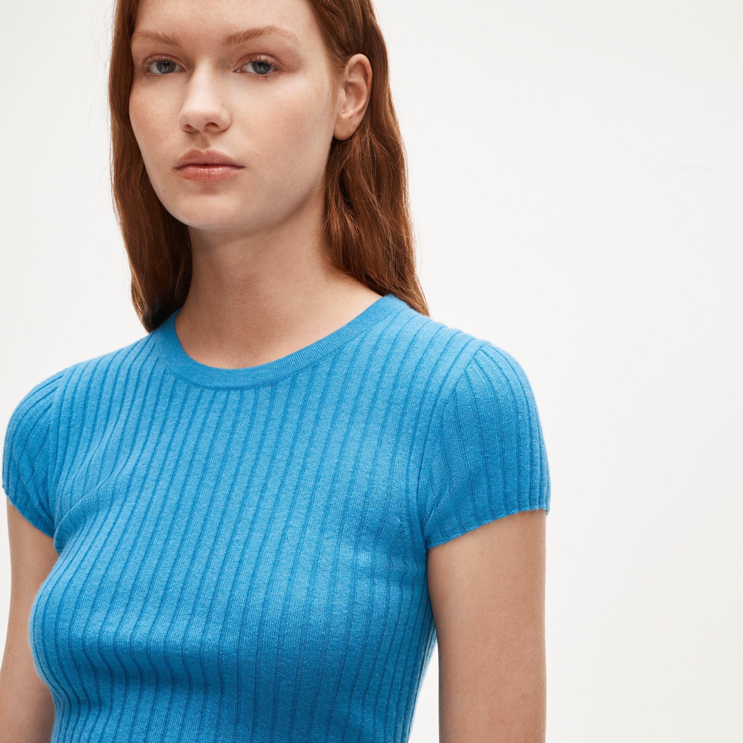 Featherweight cashmere ribbed sweater-tee