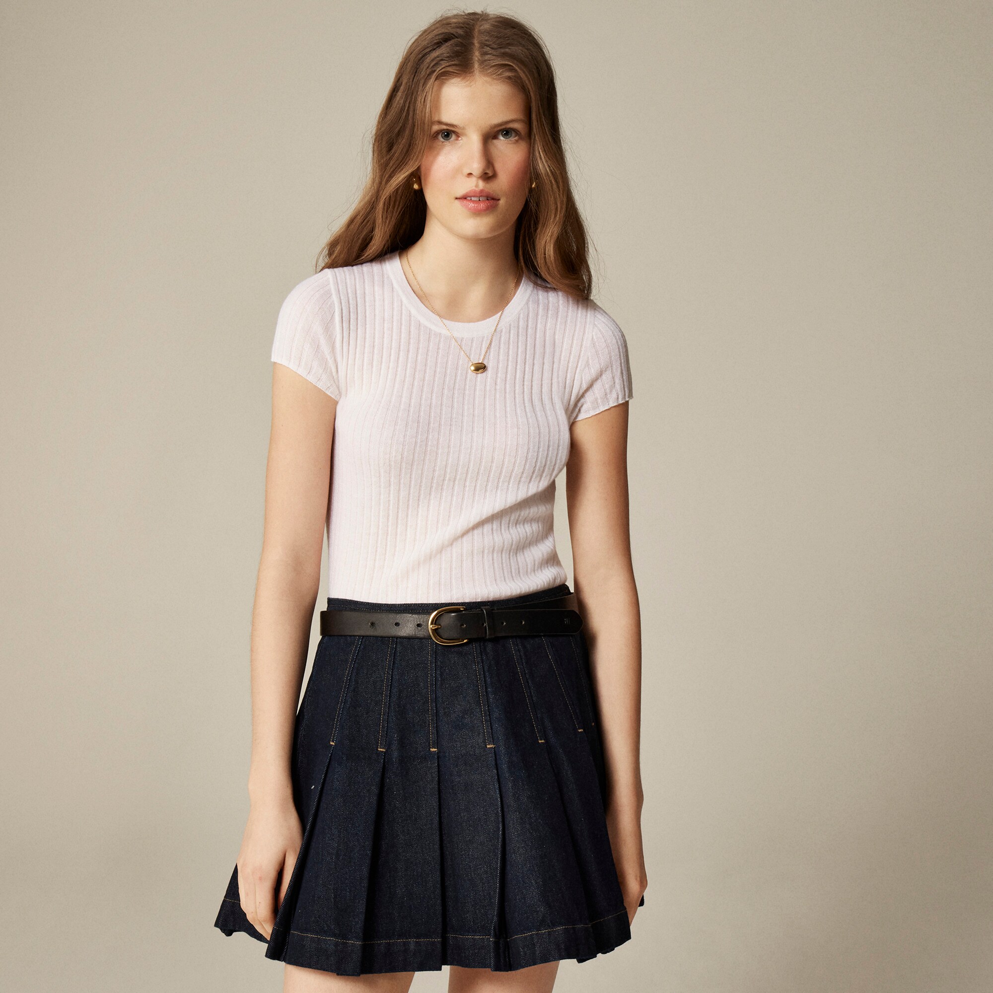  New ribbed featherweight cashmere T-shirt