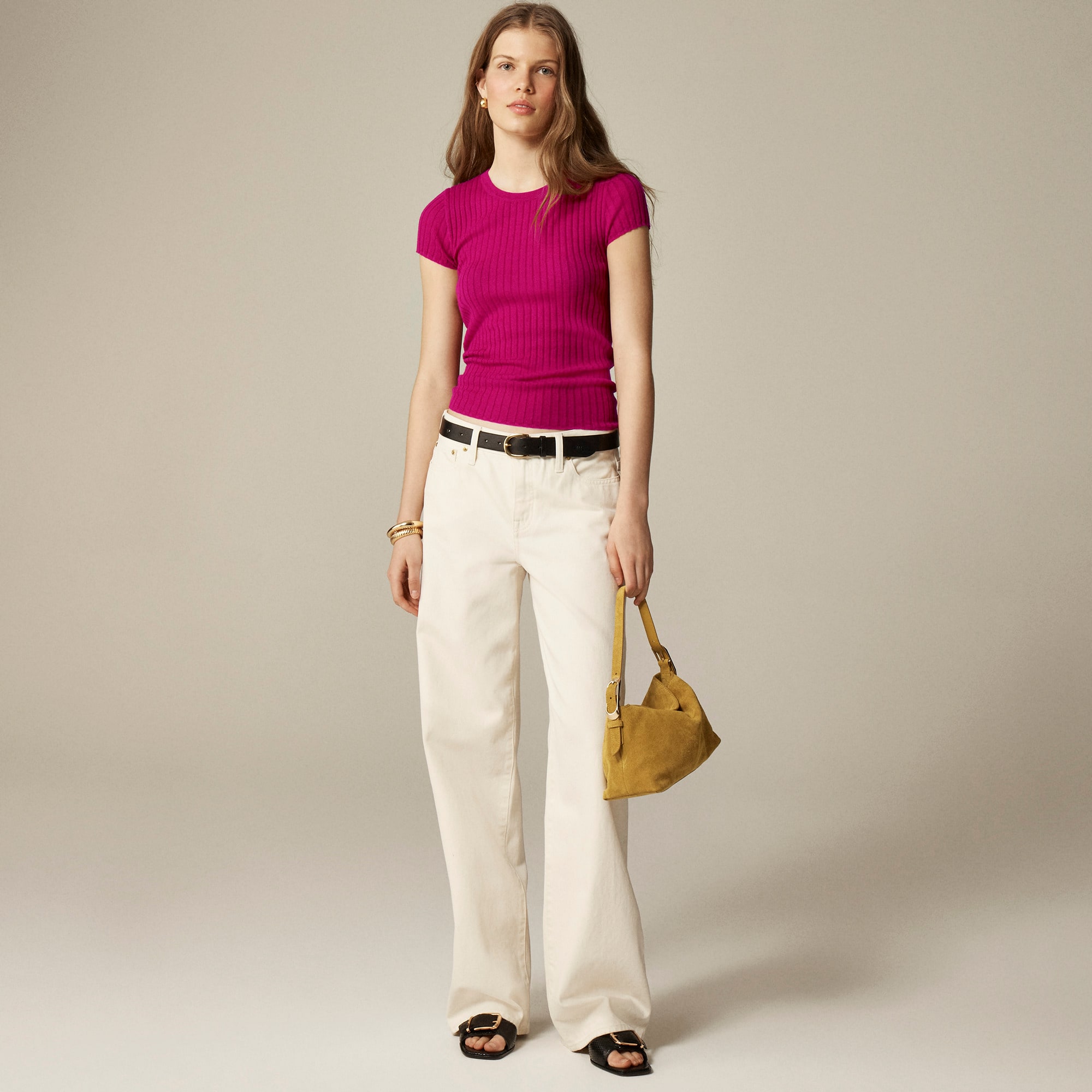  New ribbed featherweight cashmere T-shirt