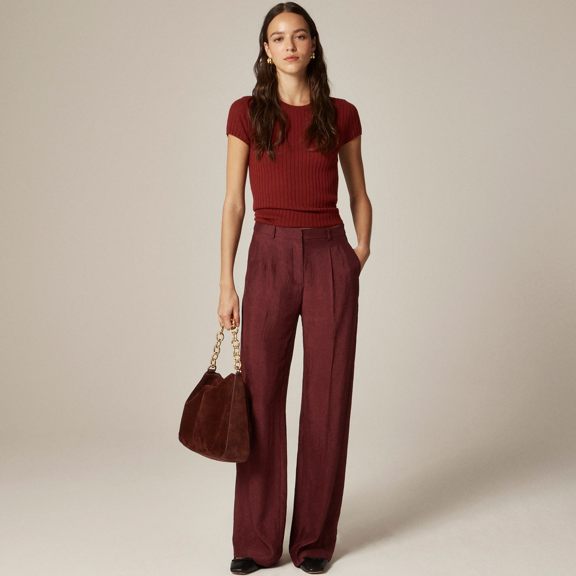Featherweight cashmere ribbed sweater-tee