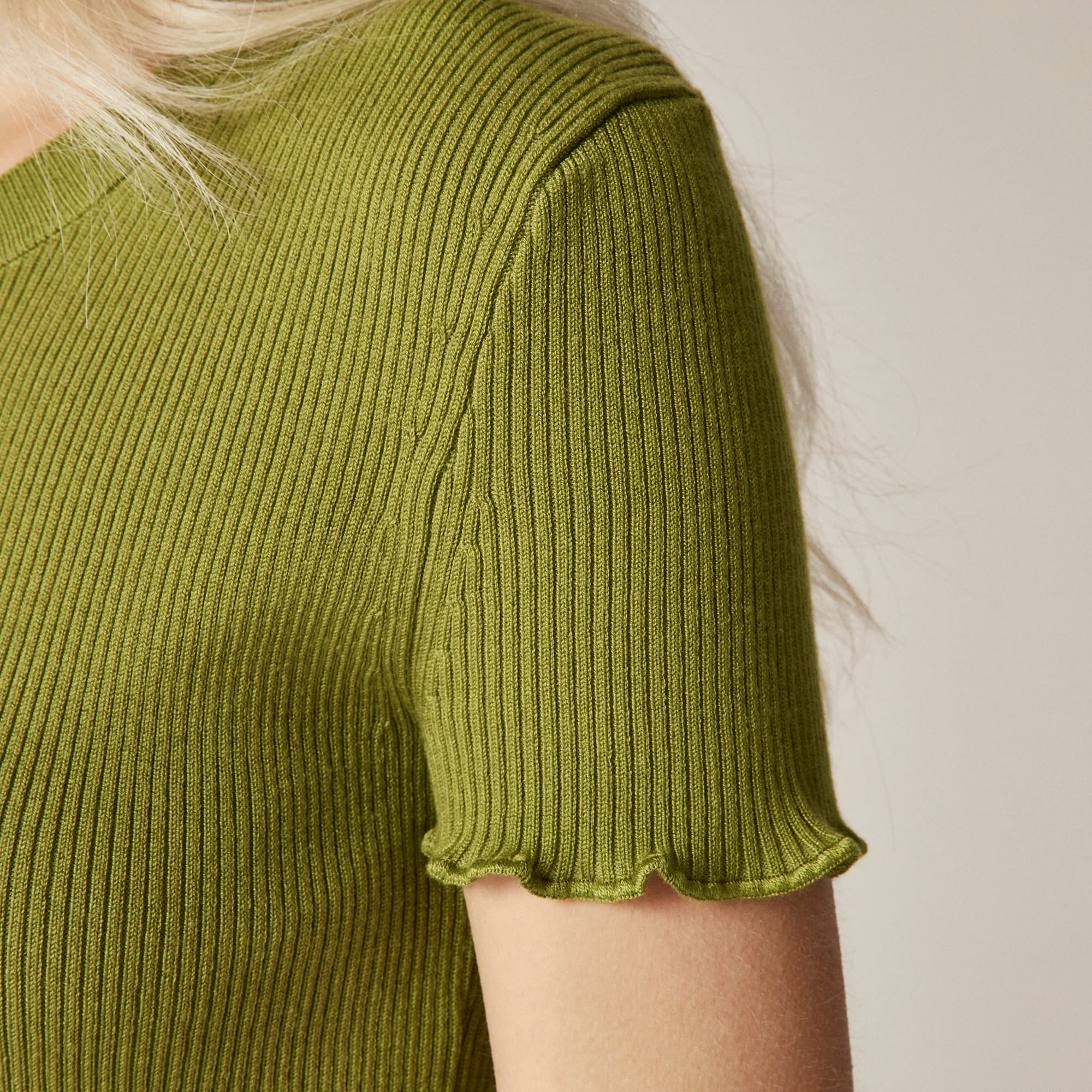 Ruffle-trim T-shirt In TENCEL™ Lyocell Blend For Women | J.Crew