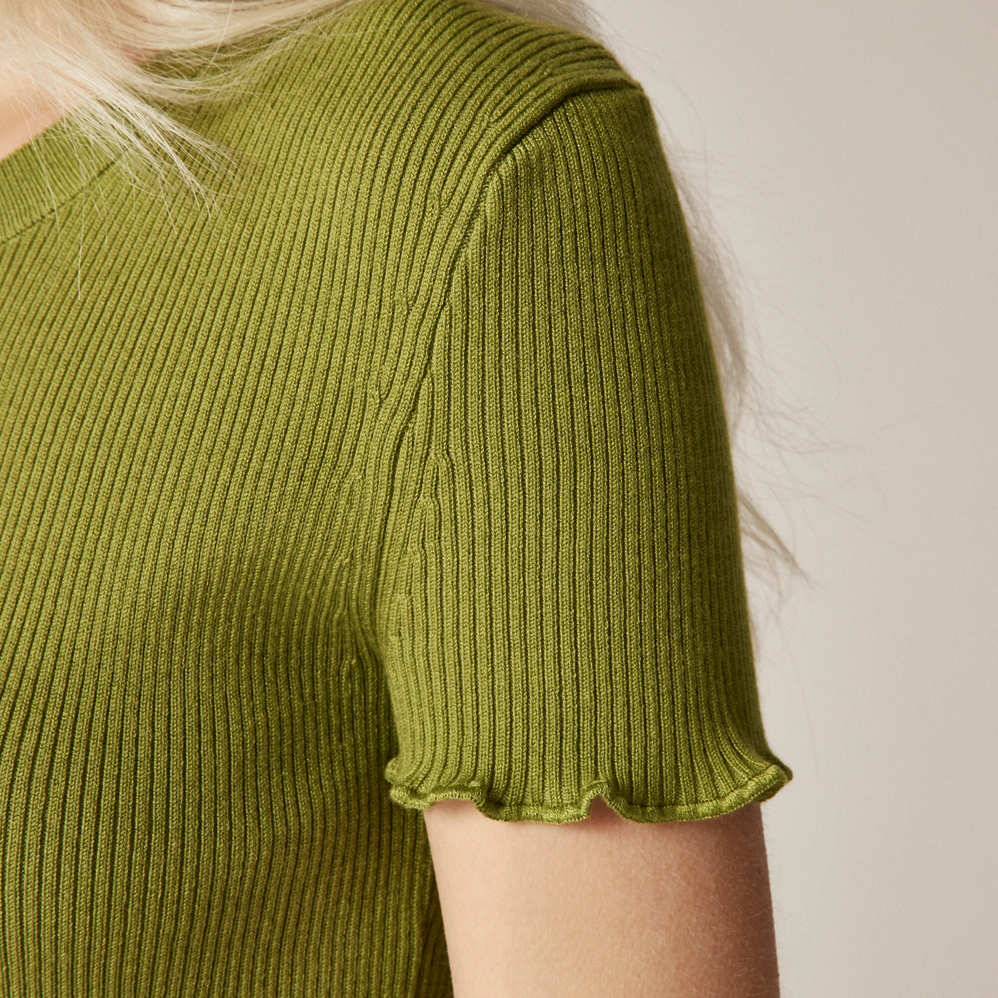 Ruffle-trim T-shirt In TENCEL™ Lyocell Blend For Women | J.Crew