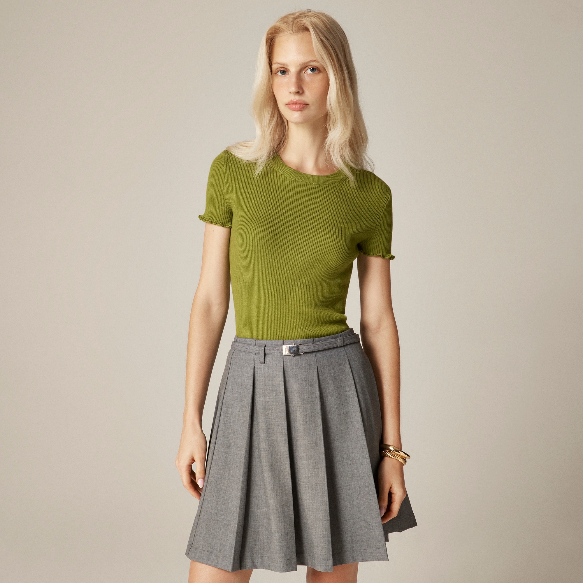  Ruffle-trim T-shirt in TENCEL&trade; lyocell blend