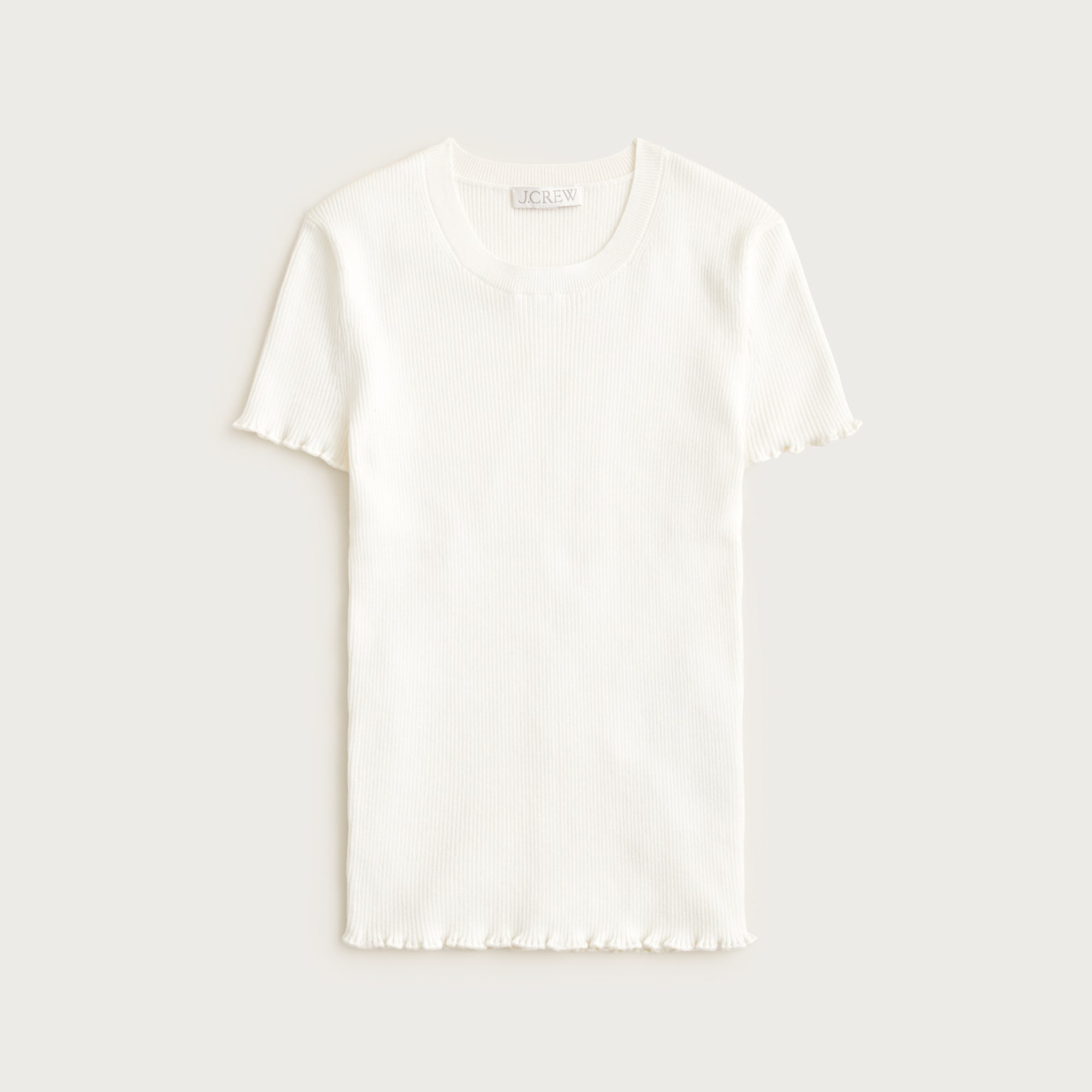 Ruffle-trim T-shirt In TENCEL™ Lyocell Blend For Women | J.Crew