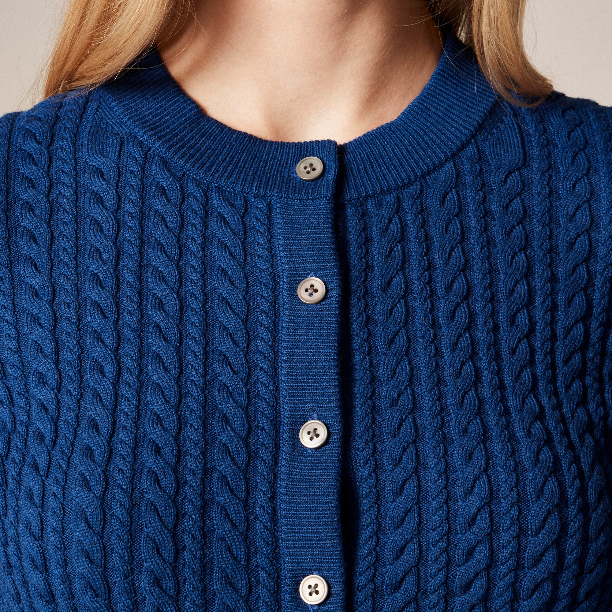 Cable-knit Crewneck Cardigan In Merino Wool For Women | J.Crew