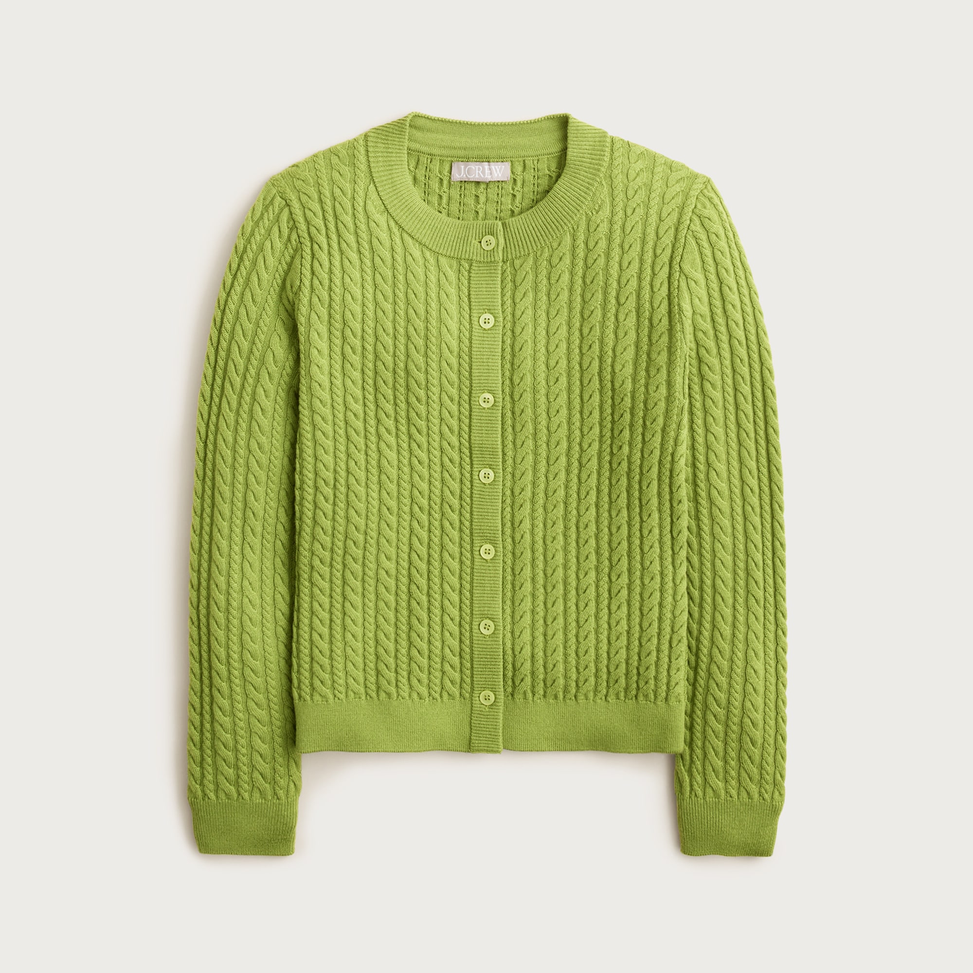 Cable-knit Crewneck Cardigan In Merino Wool For Women | J.Crew