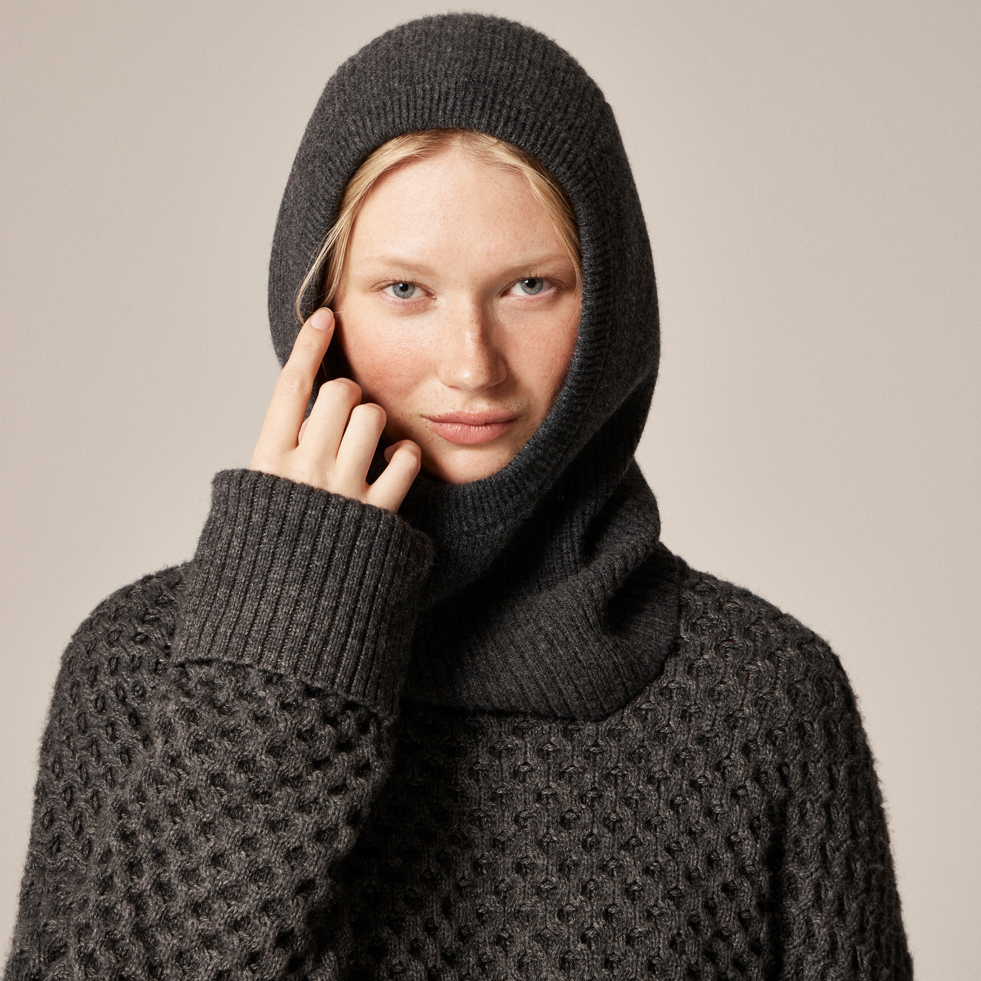 womens Ribbed balaclava in lambswool