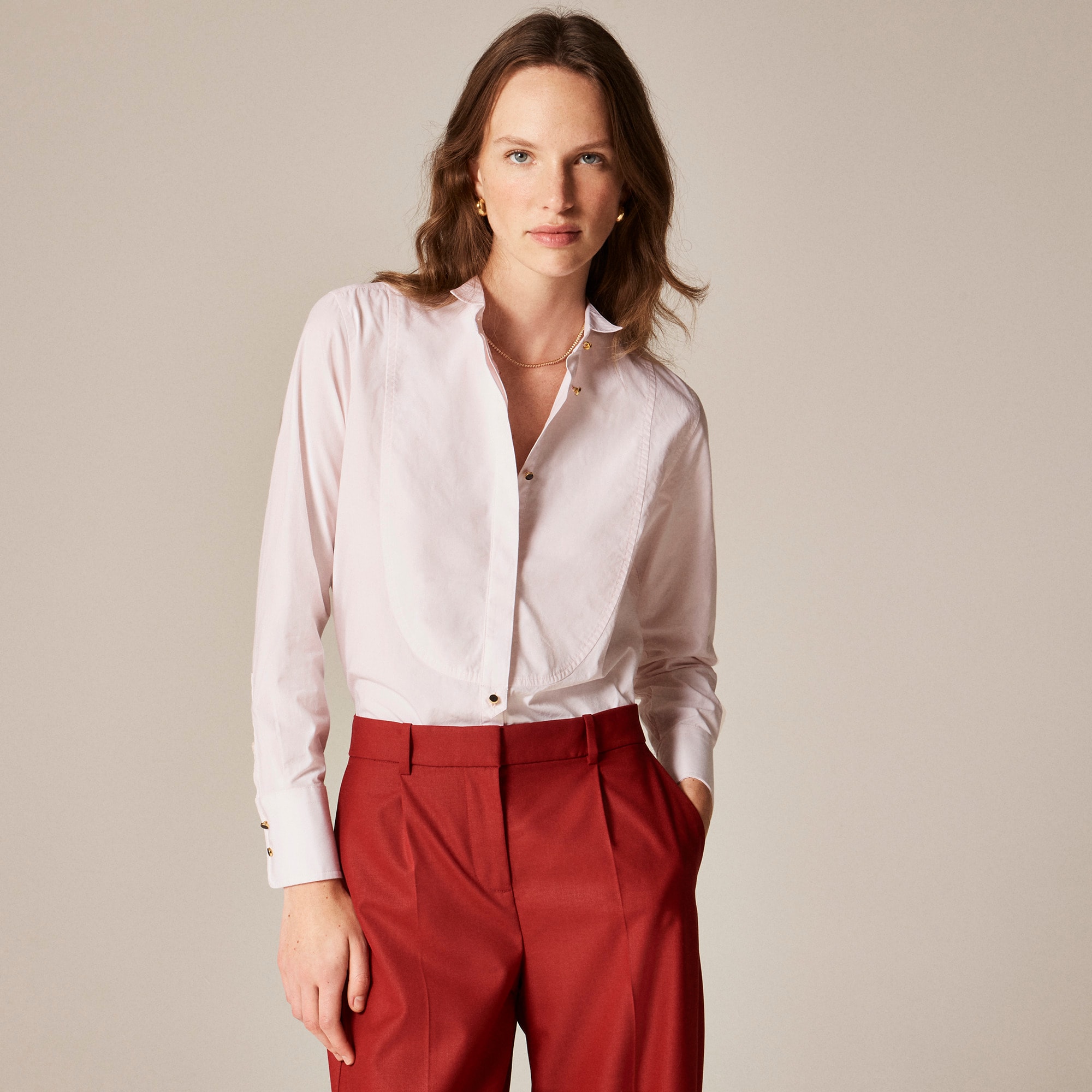womens Jules tuxedo shirt in cotton poplin