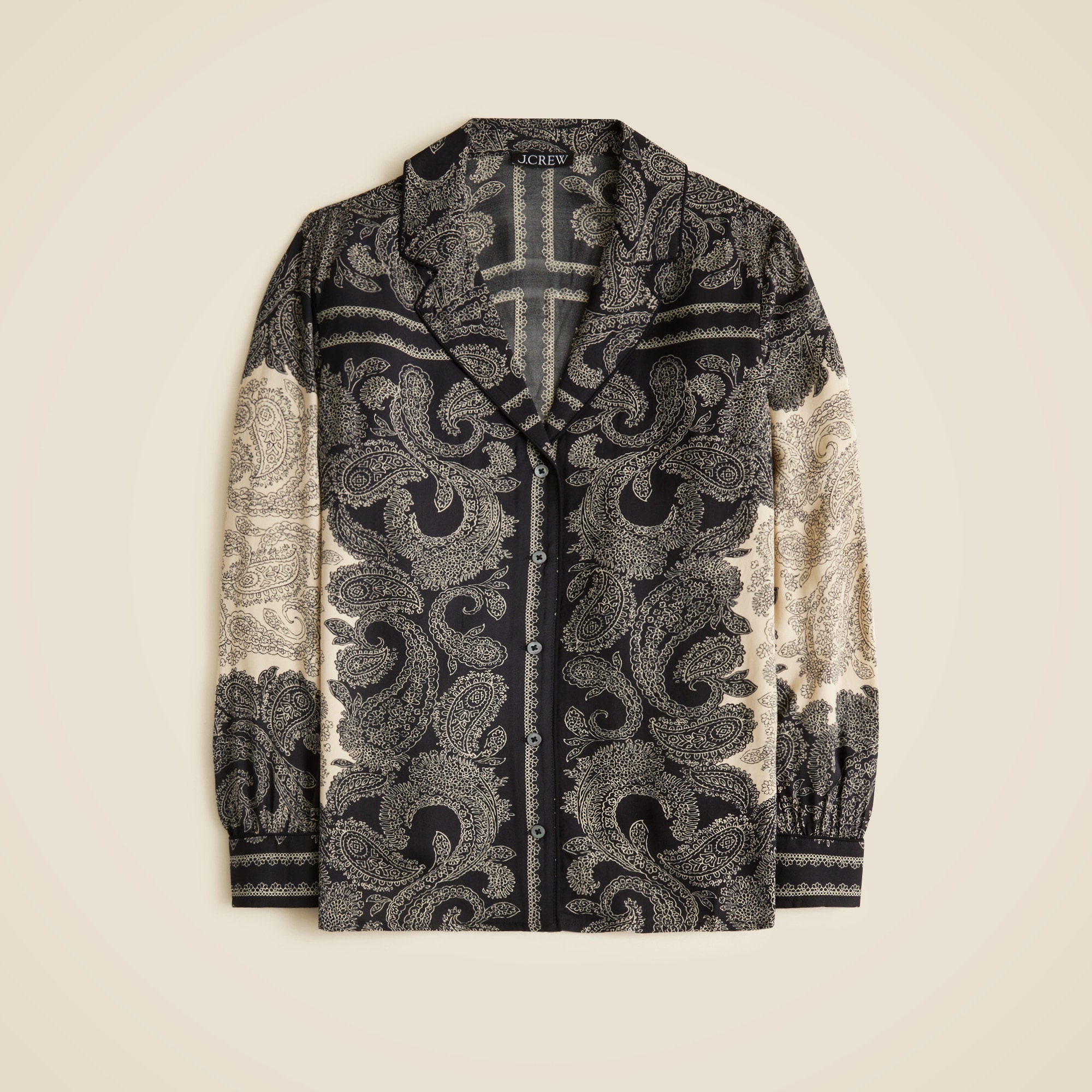  Drapey camp-collar shirt in paisley scarf print