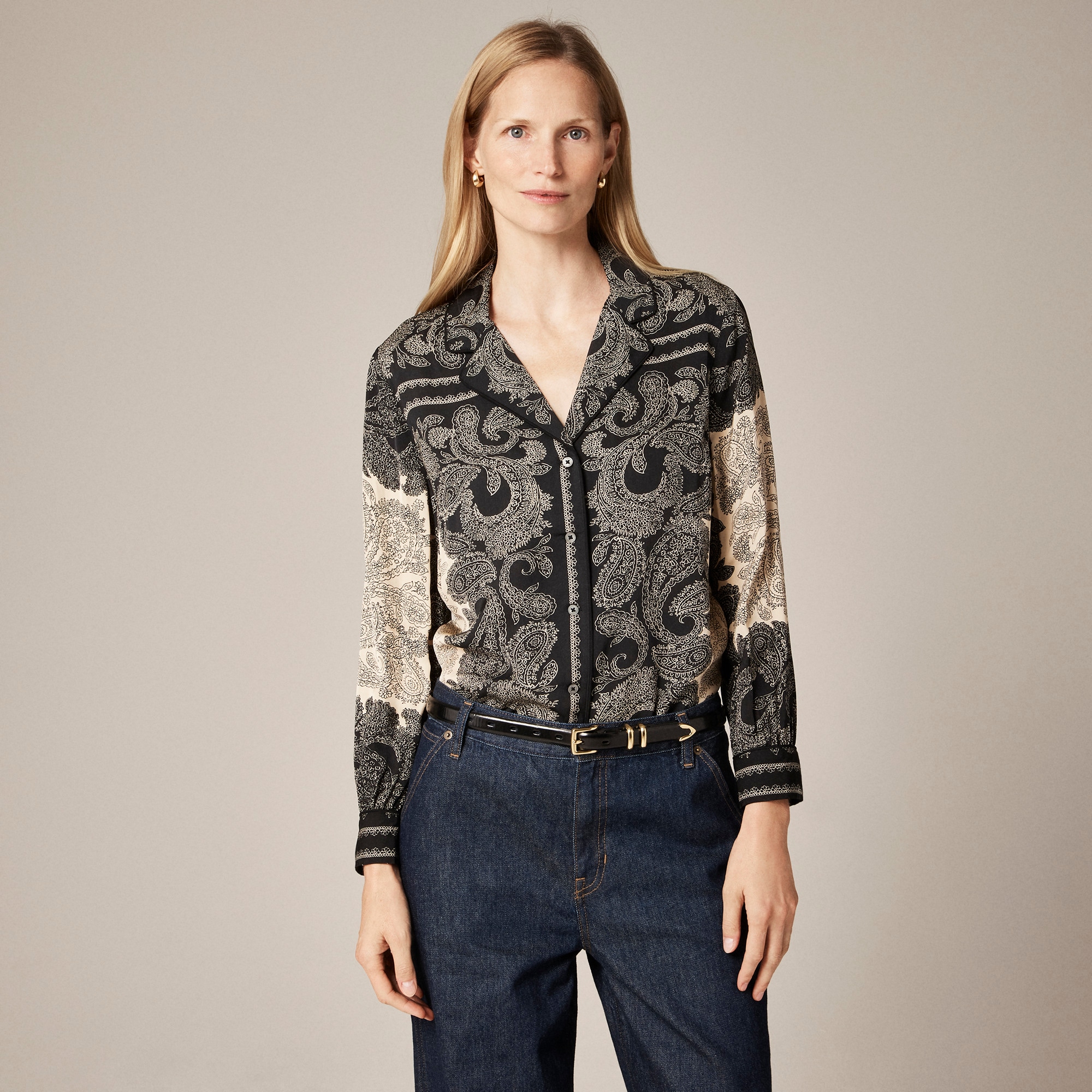  Drapey camp-collar shirt in paisley scarf print