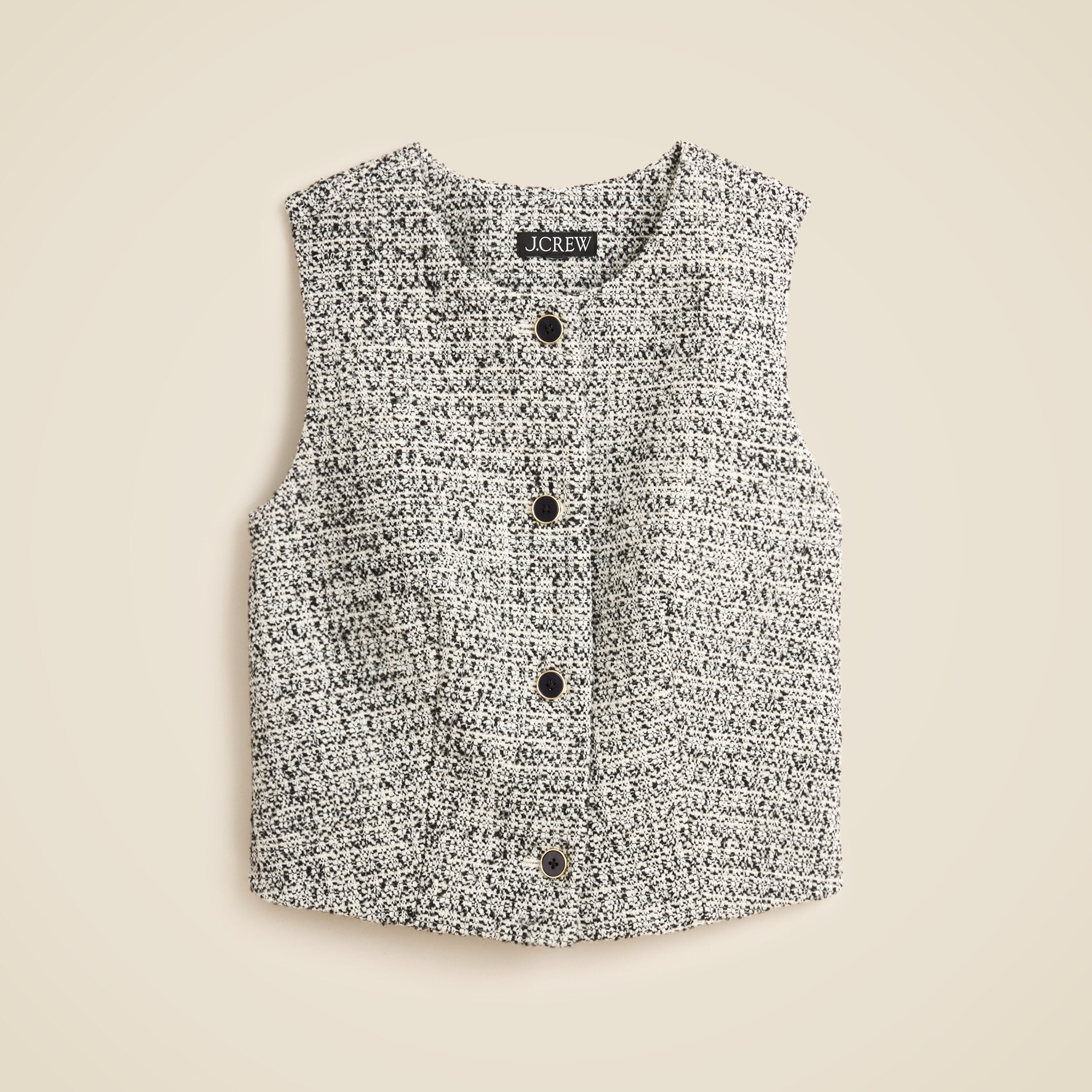  Heathered tweed crewneck vest