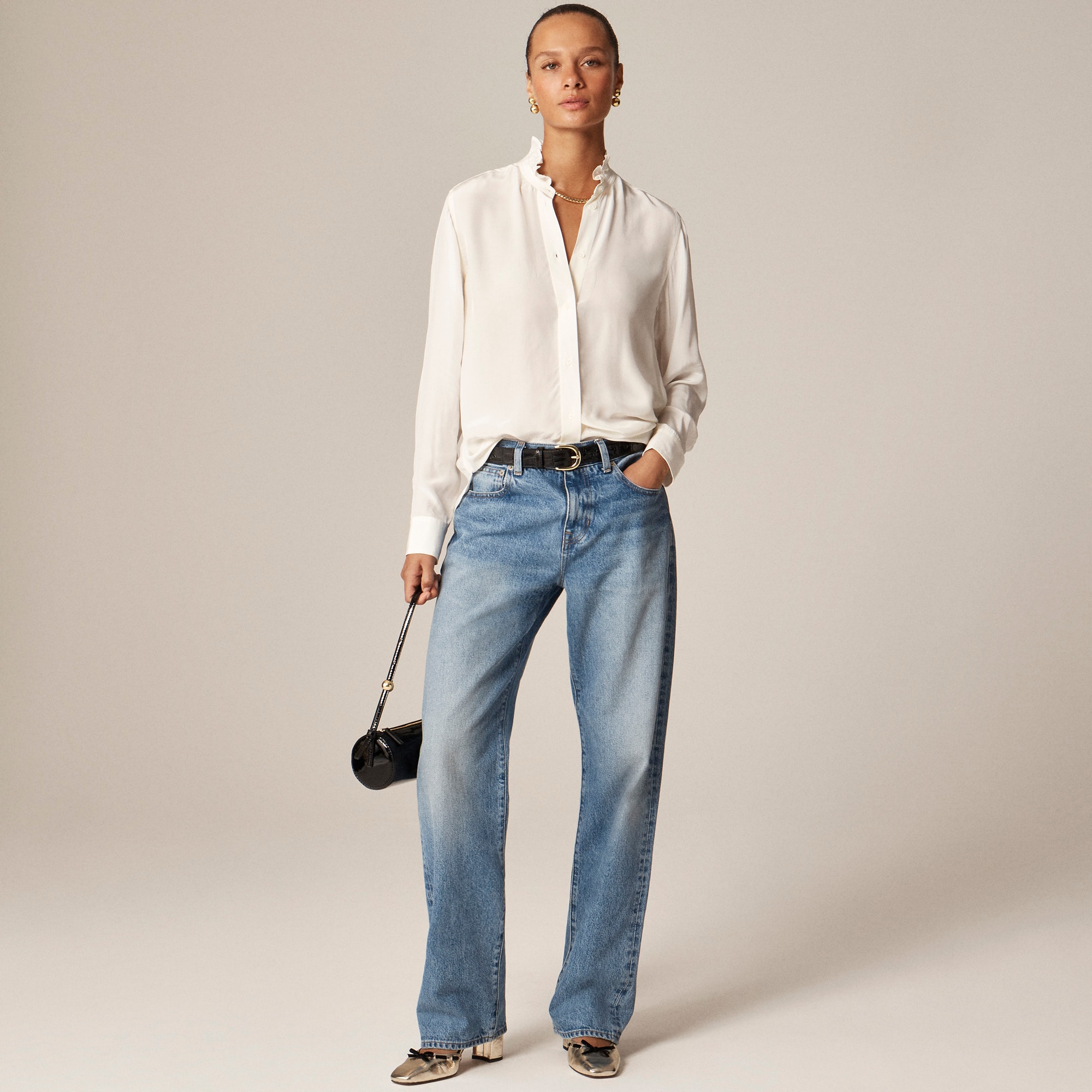 Jules ruffle-collar shirt in crepe de chine