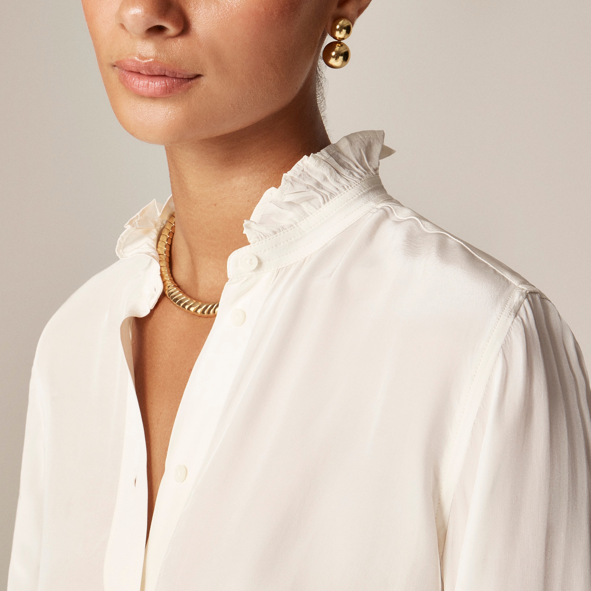 Jules ruffle-collar shirt in crepe de chine
