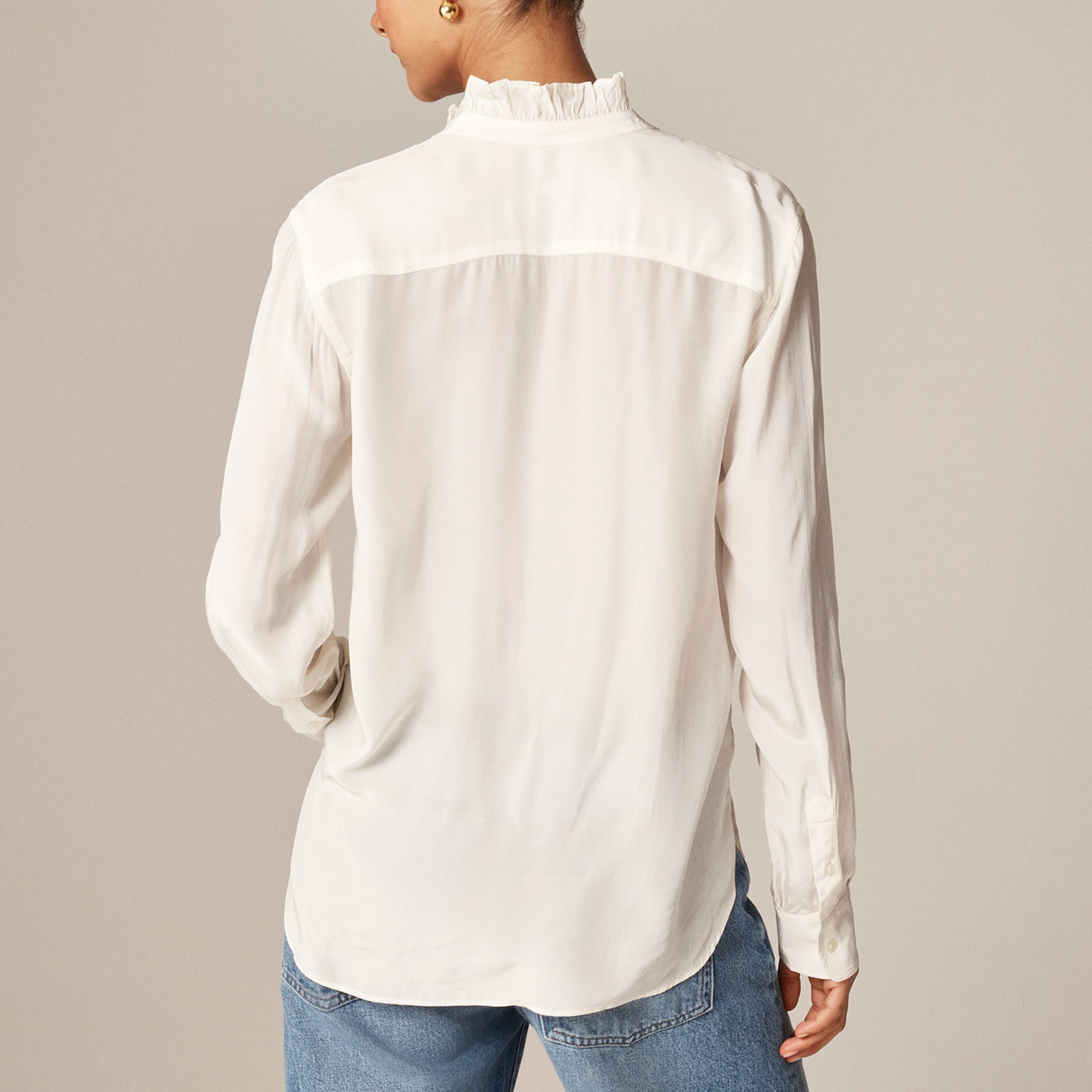 Jules ruffle-collar button-up shirt in crepe de chine
