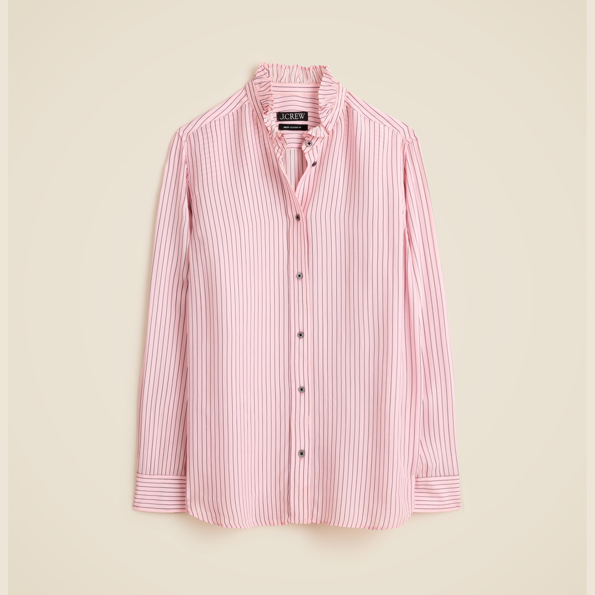 Jules ruffle-collar shirt in striped crepe de chine