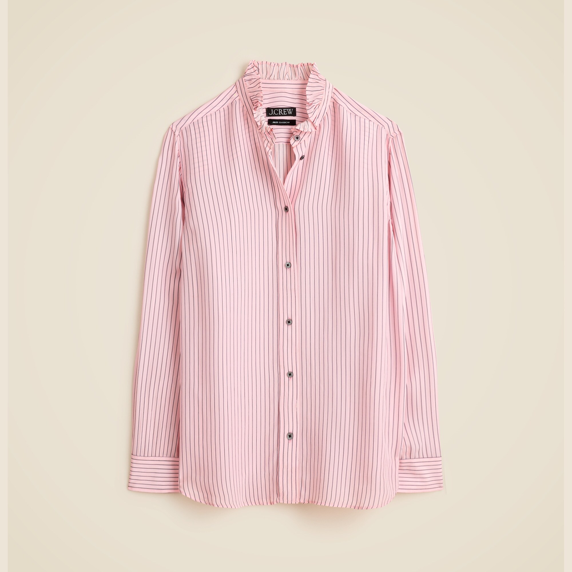 Jules Ruffle-collar Shirt In Striped Crepe De Chine For Women | J.Crew