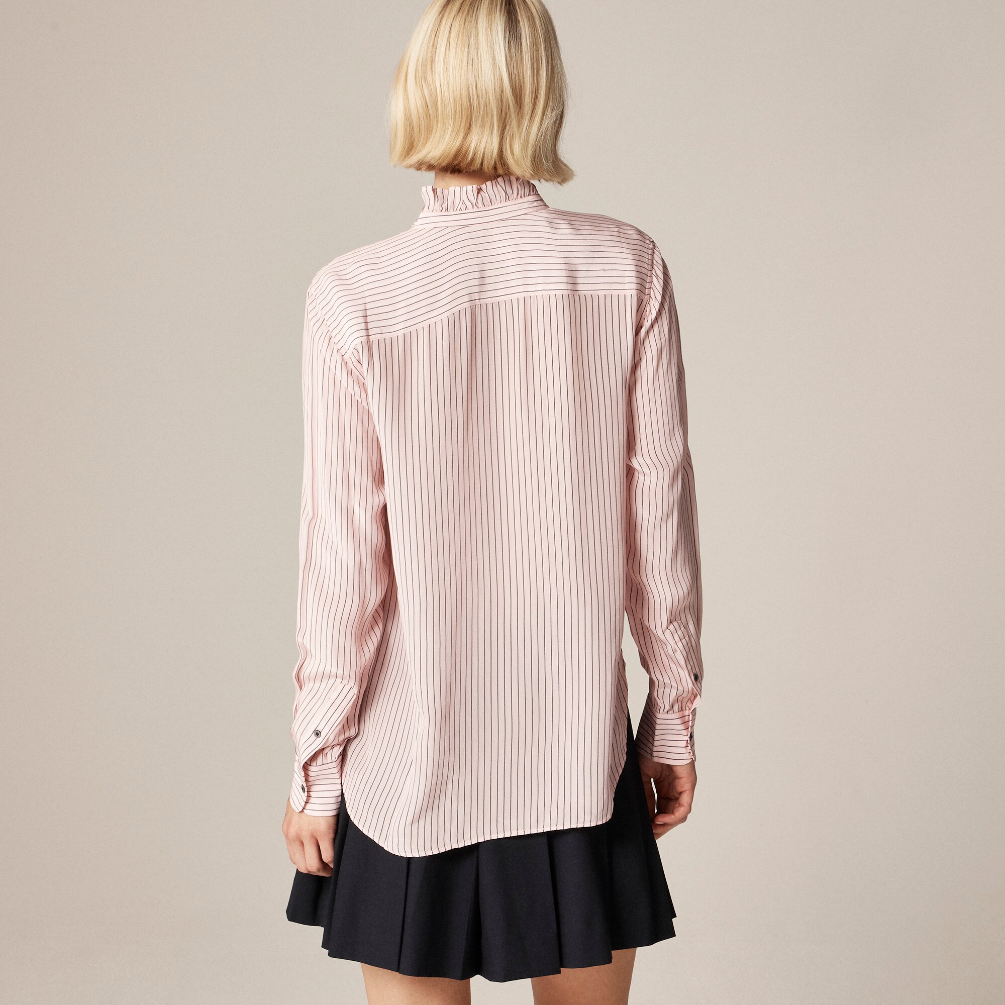 Jules ruffle-collar shirt in striped crepe de chine