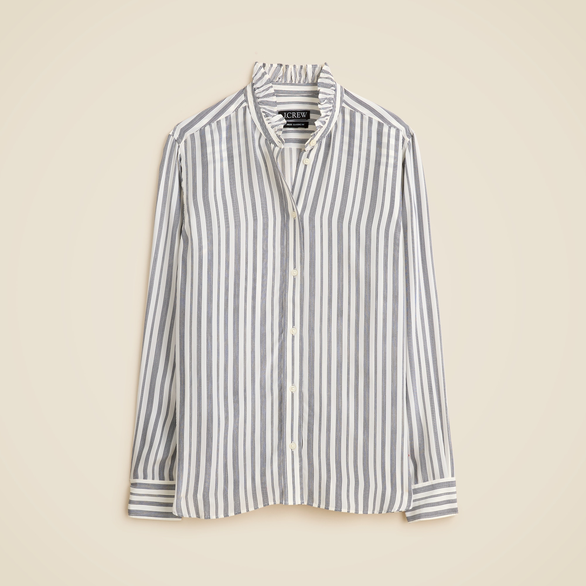 Jules ruffle-collar shirt in striped crepe de chine