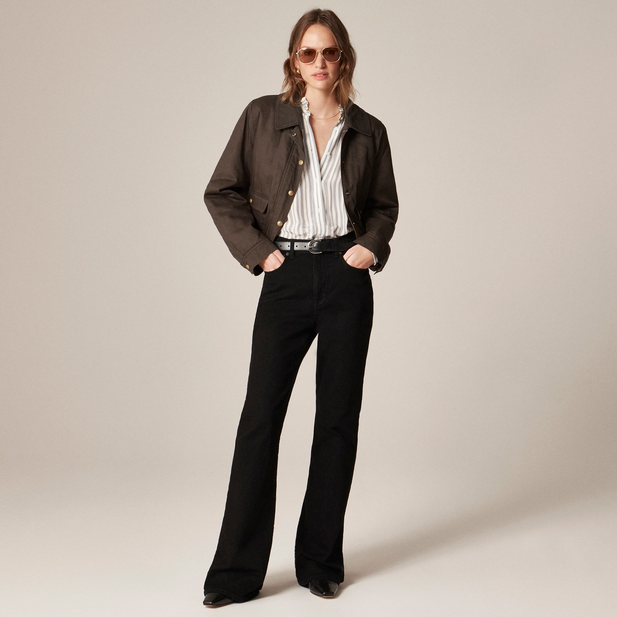 Jules ruffle-collar shirt in striped crepe de chine