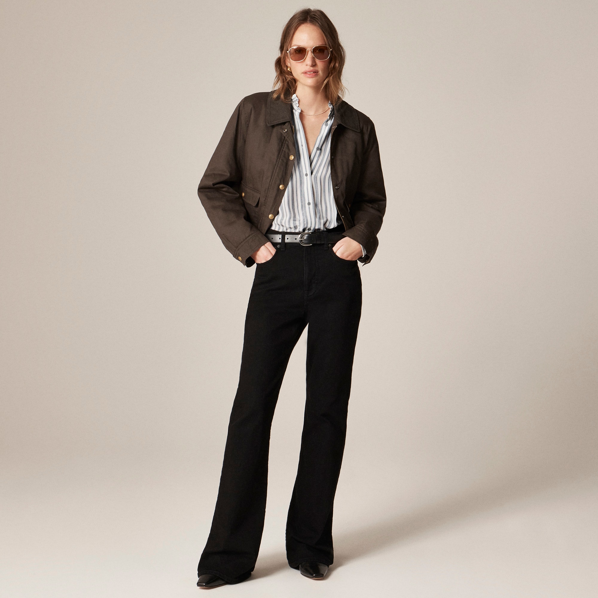 Jules ruffle-collar shirt in striped crepe de chine