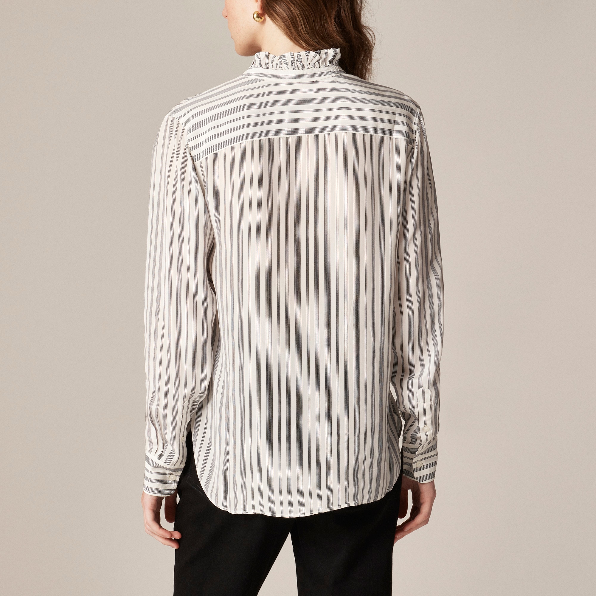 Jules ruffle-collar shirt in striped crepe de chine