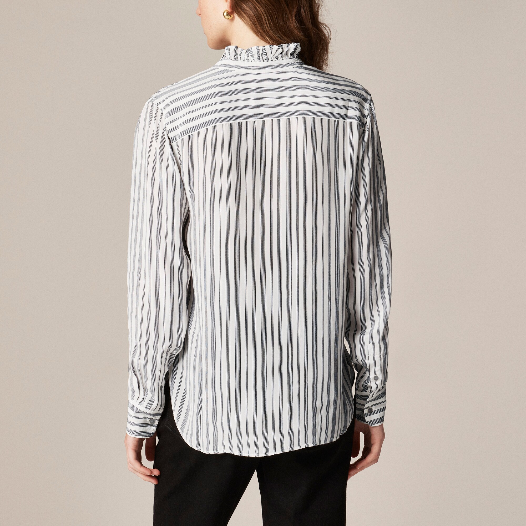 Jules ruffle-collar shirt in striped crepe de chine