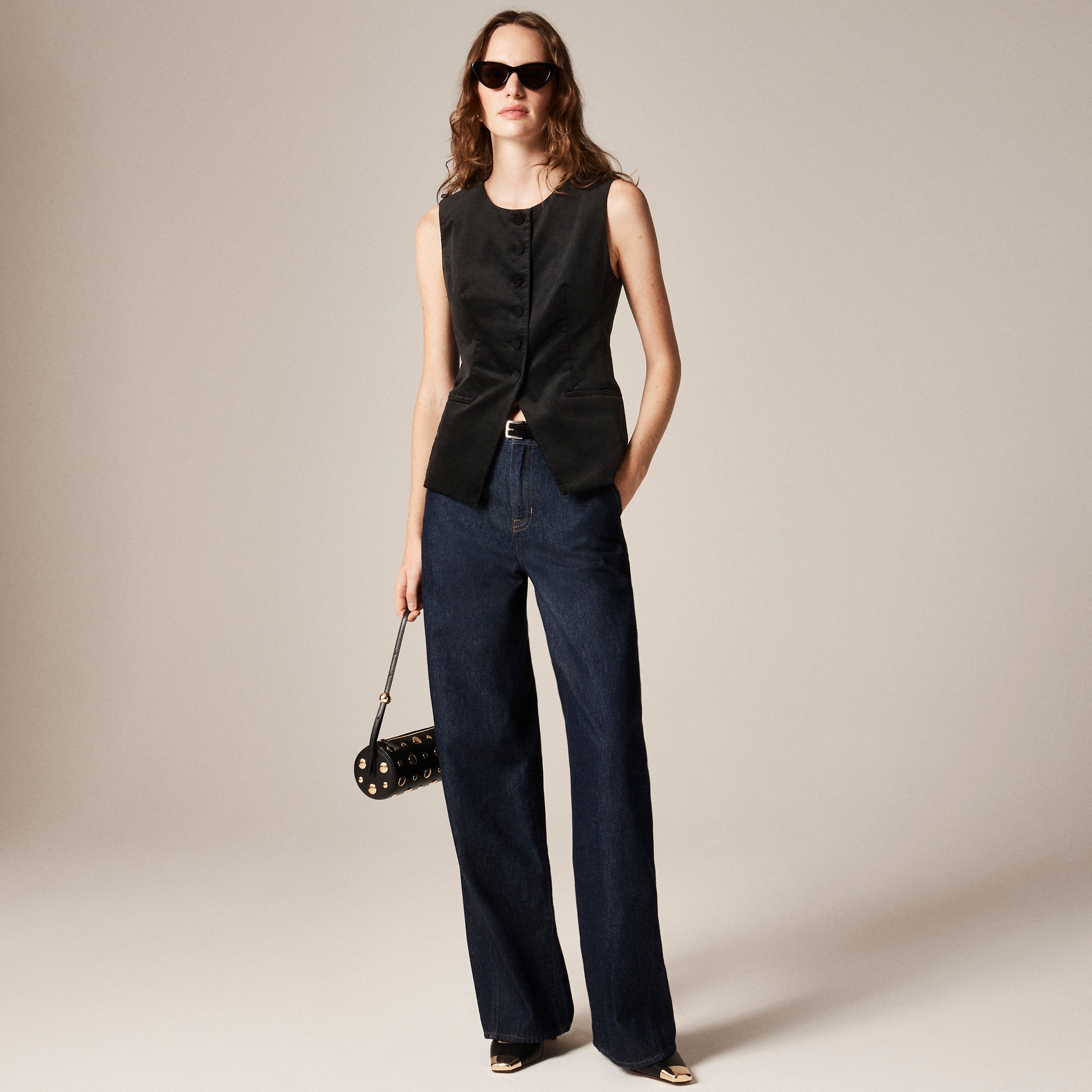 Essential cutaway vest top in velvet