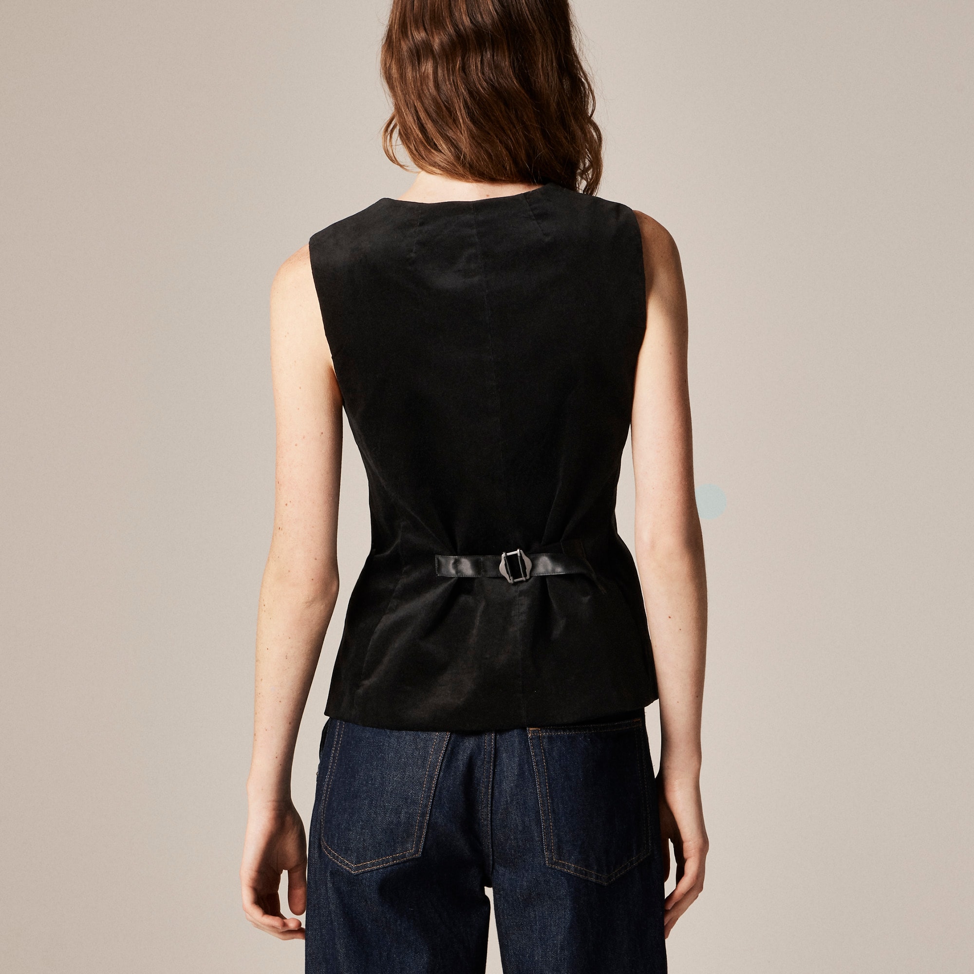 Essential cutaway vest top in velvet