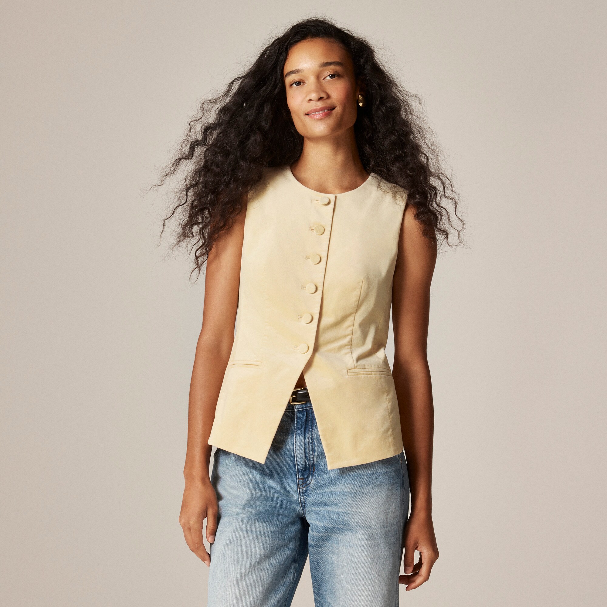Essential cutaway vest top in velvet