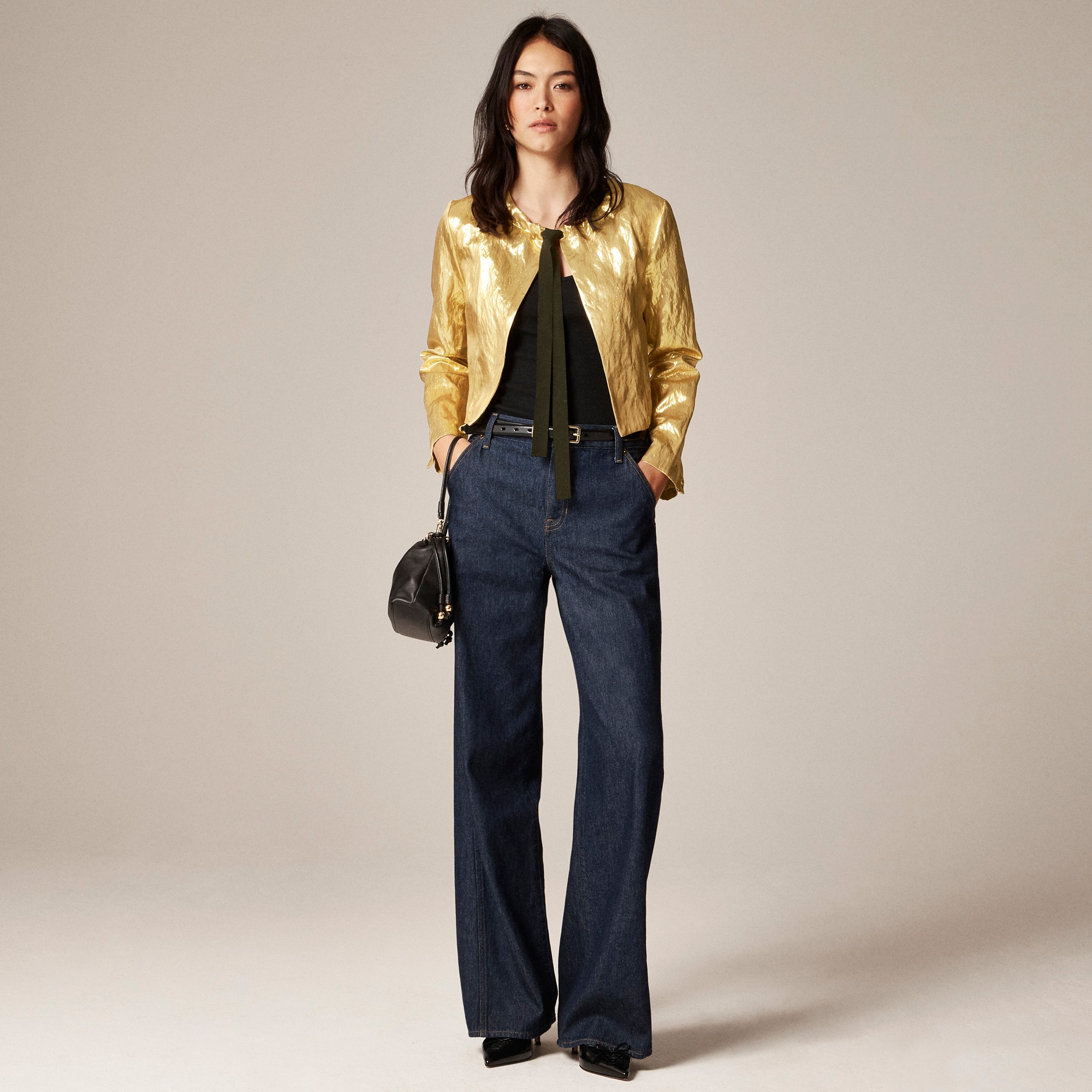 Collection lady jacket in crinkled lamé