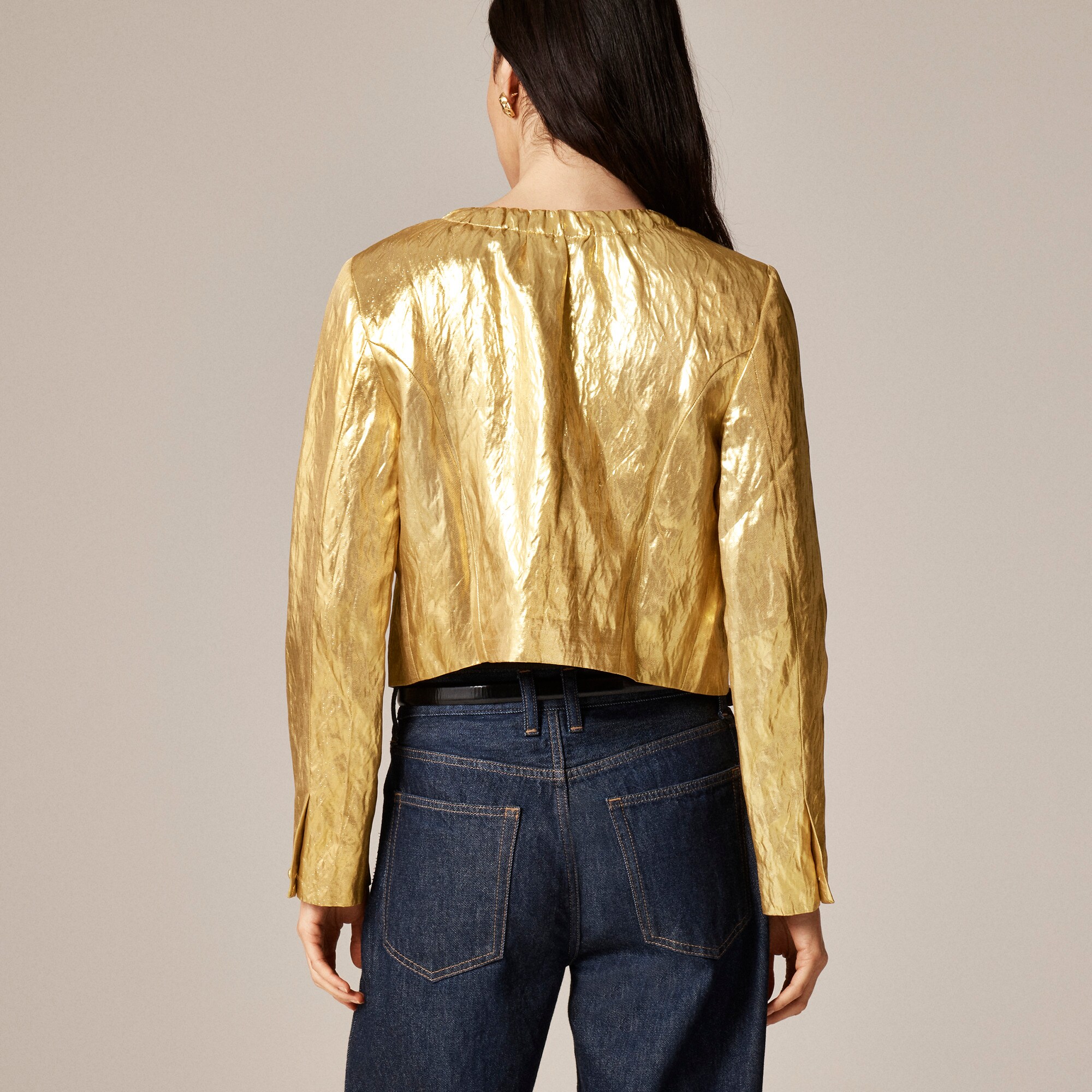 Collection lady jacket in crinkled lamé