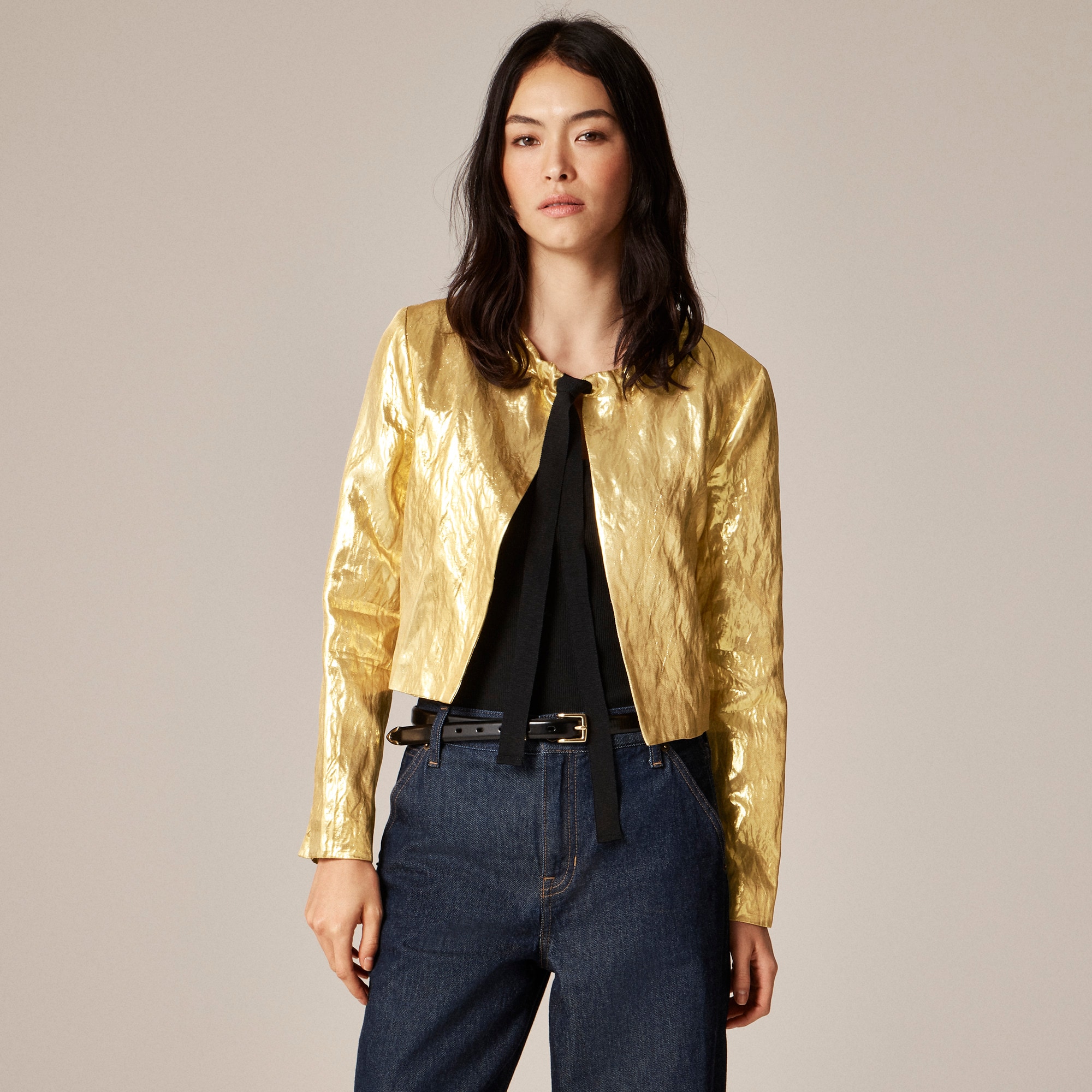 womens Collection lady jacket in crinkled lam&eacute;