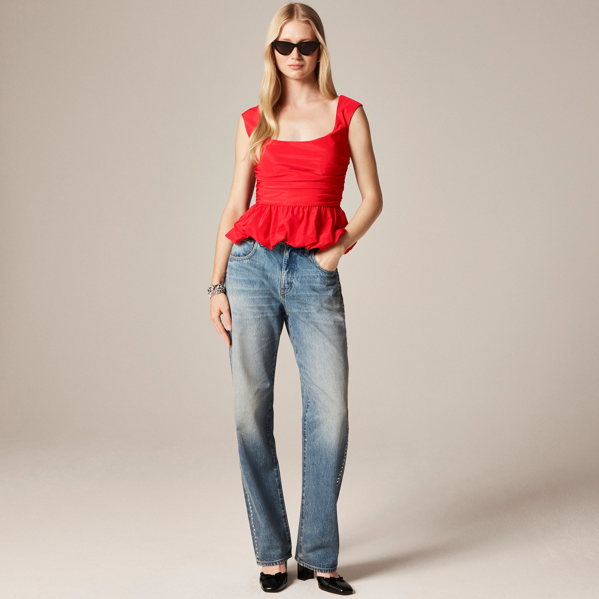 Scoopneck bubble-hem tank top - image 3