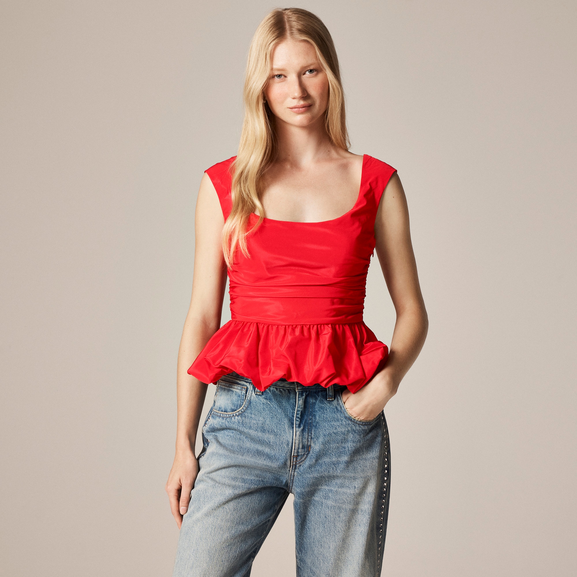 Scoopneck bubble-hem tank top - image 2