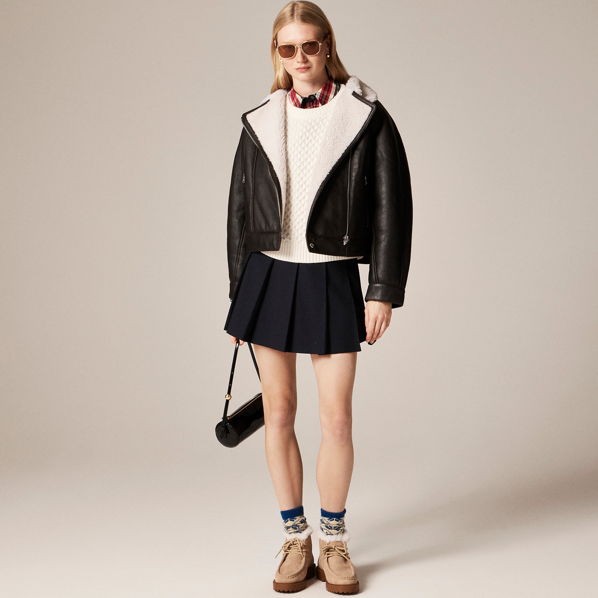 Étienne cropped shirt in Stewart tartan cotton poplin