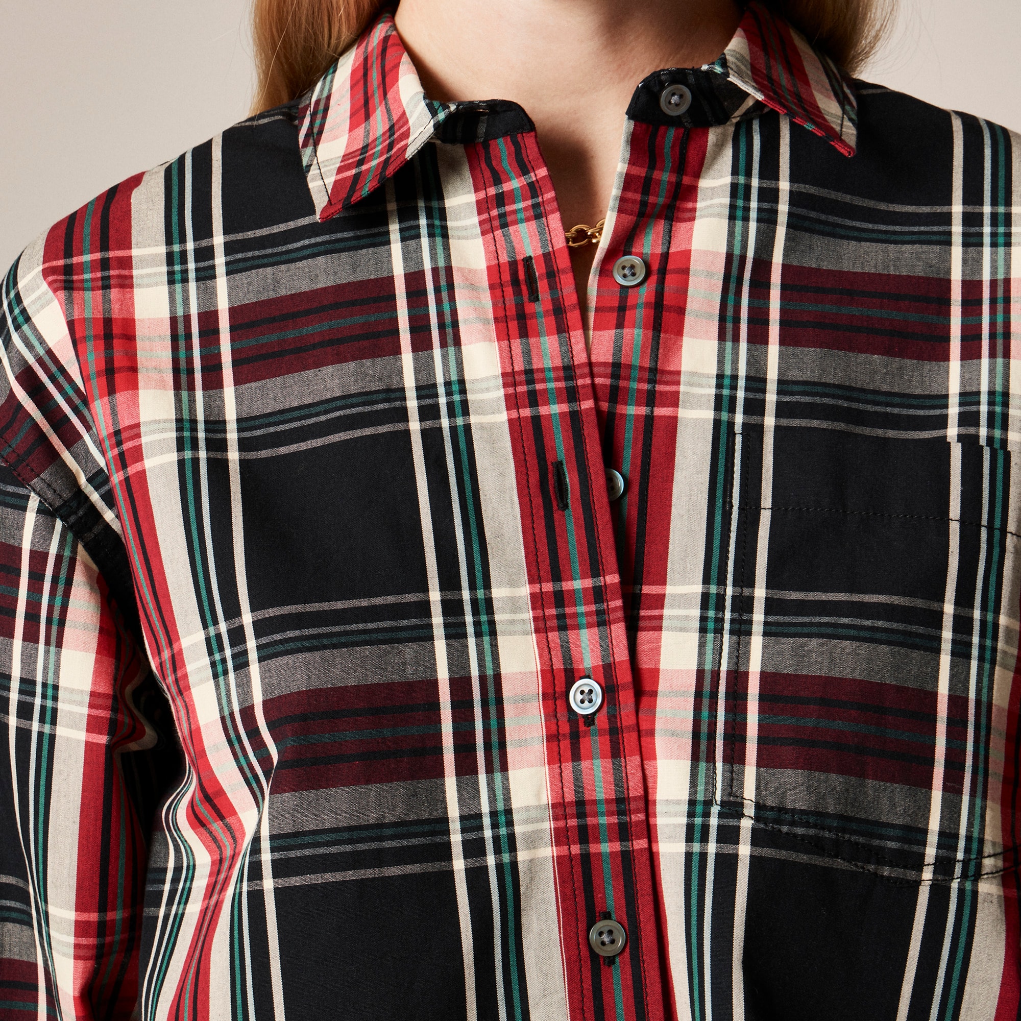 Étienne cropped shirt in Stewart tartan cotton poplin