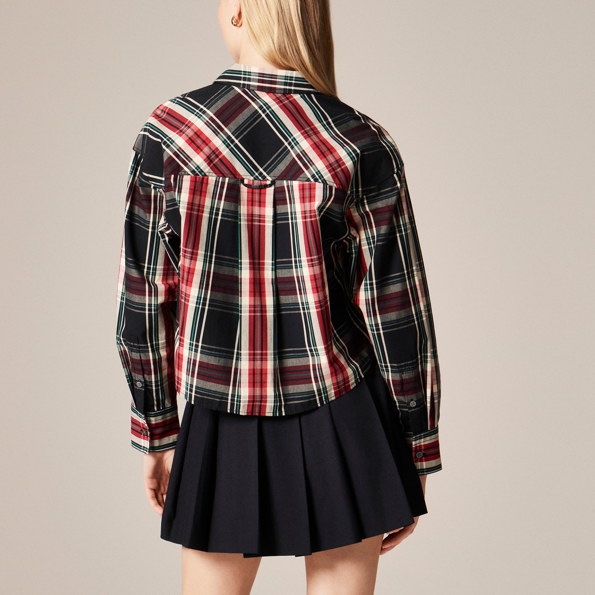 Étienne cropped shirt in Stewart tartan cotton poplin