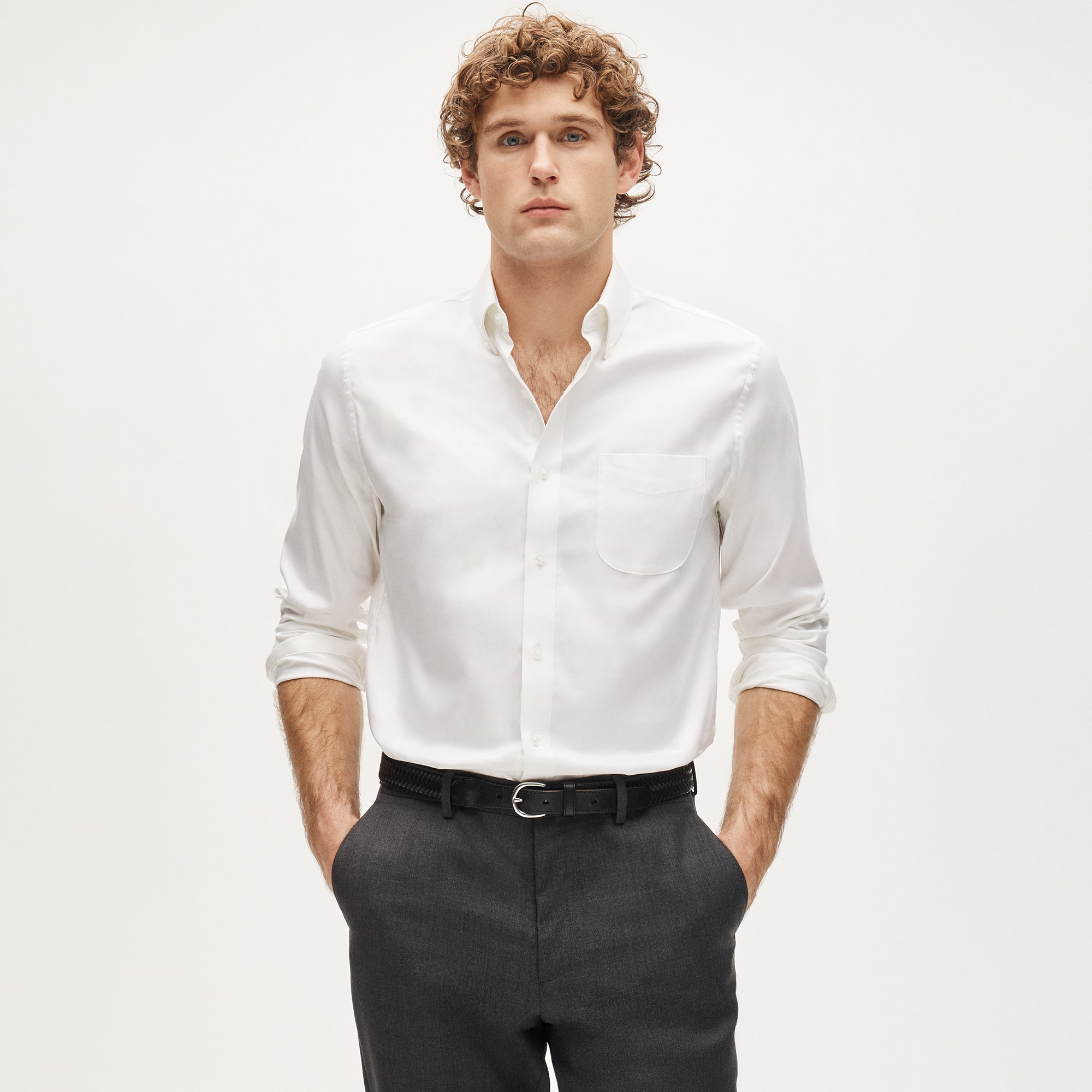  Slim Bowery performance stretch oxford shirt with button-down collar